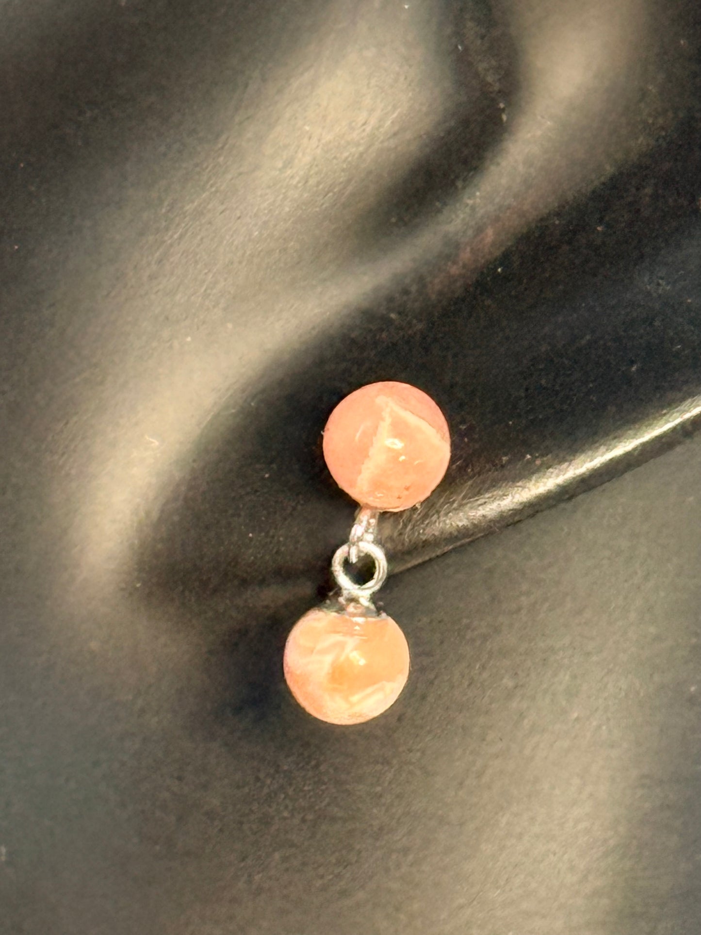 Genuine 5mm Rhodochrosite Drop 925 Silver Earring Studs 2 Carats
