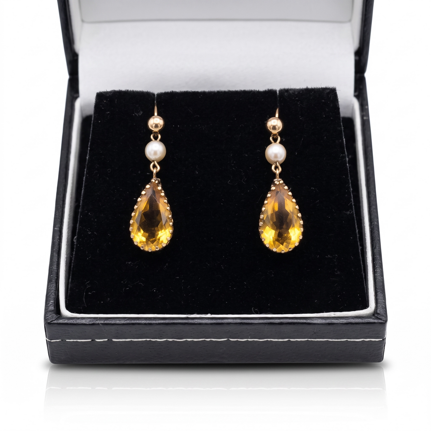 Gorgeous Citrine & Pearl Drop 9k Gold Earrings