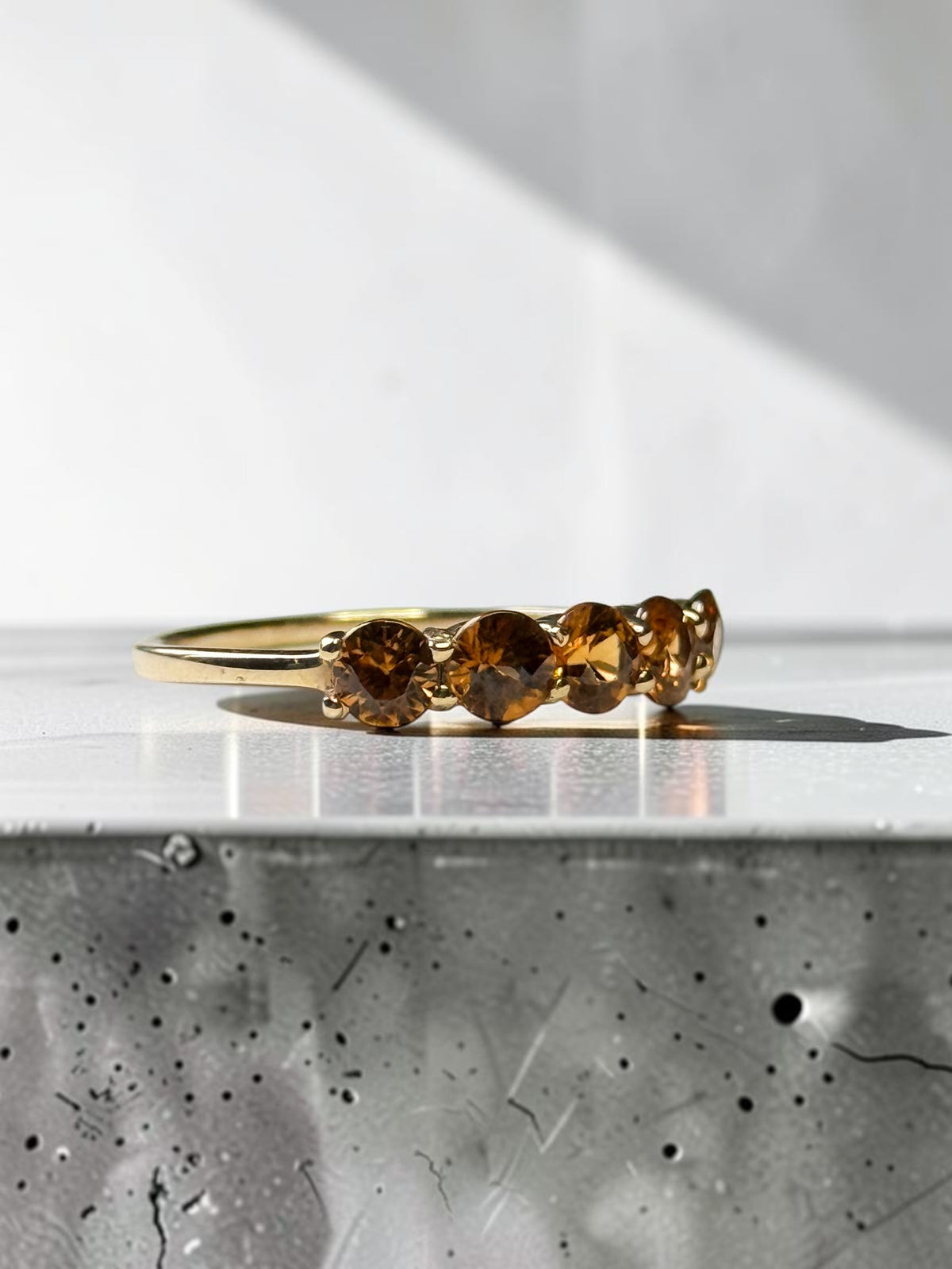 Rare Imperial Topaz 1.25ct Five Stone 10k Gold Ring