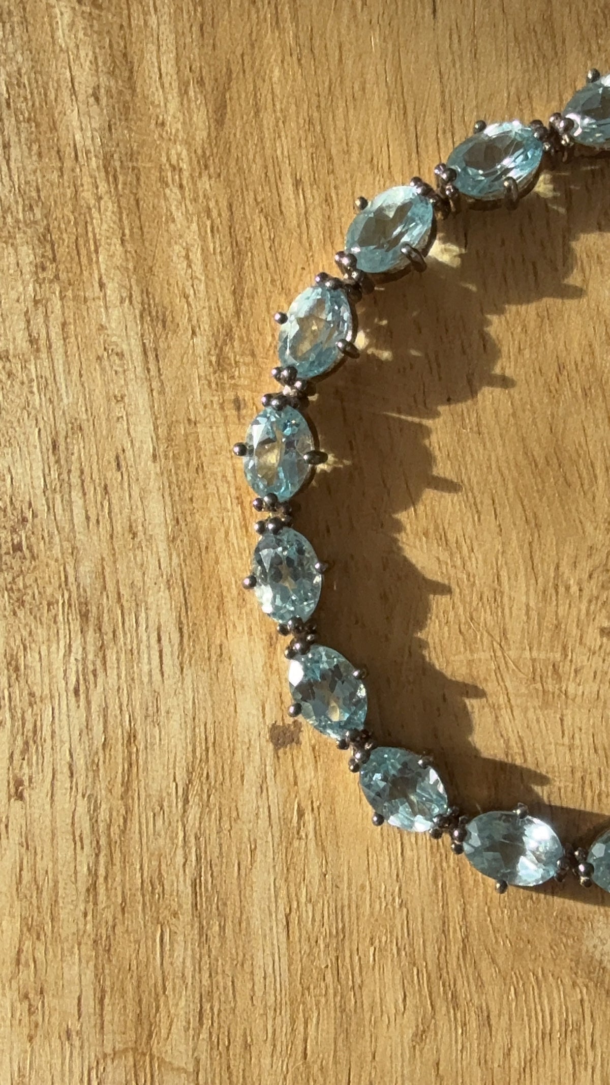 Swiss Blue 12ct Topaz 925 Articulated Tennis Silver Bracelet 7 1/4"