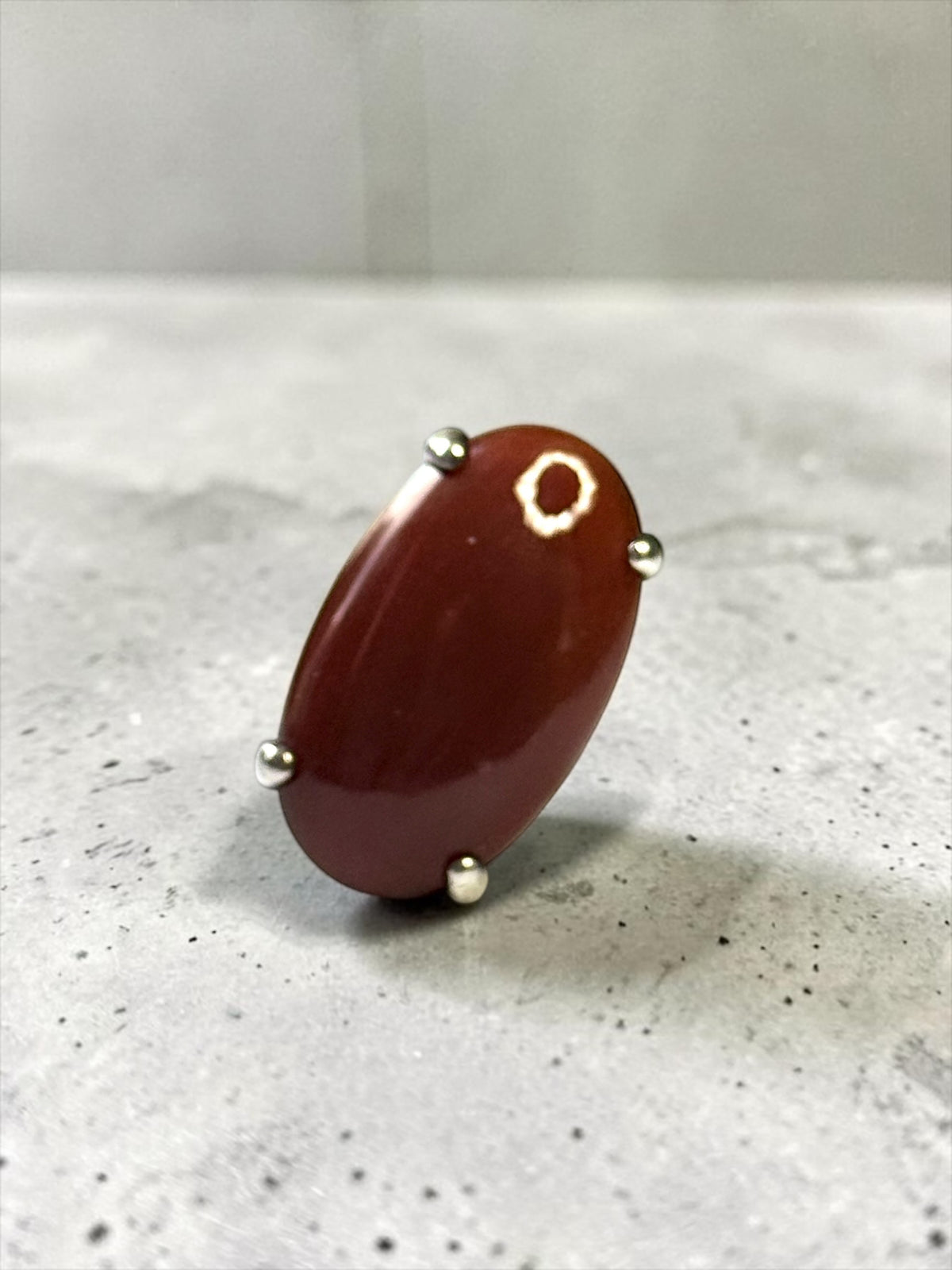 Stunning Vintage Modernist Sterling Silver Carnelian Statement Ring