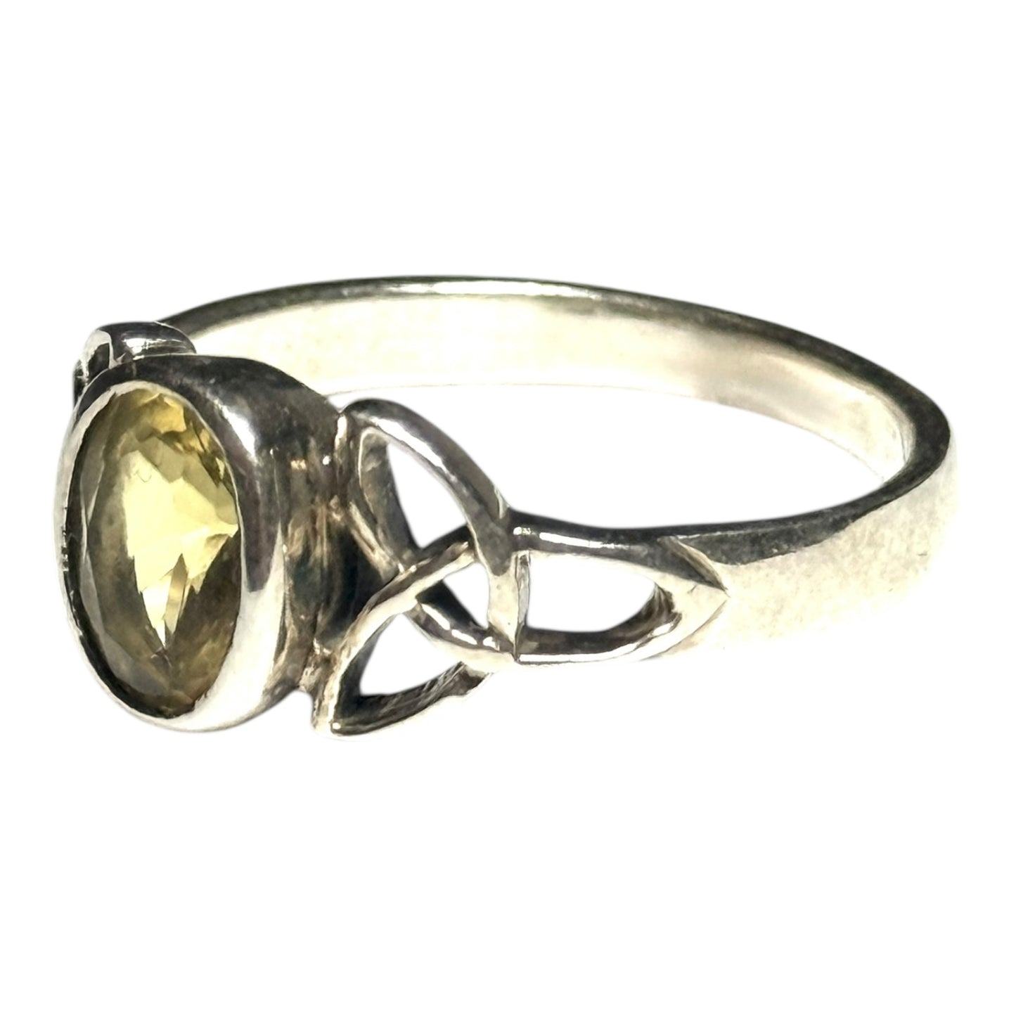 Citrine Celtic Design Silver Ring Size Q 1/2
