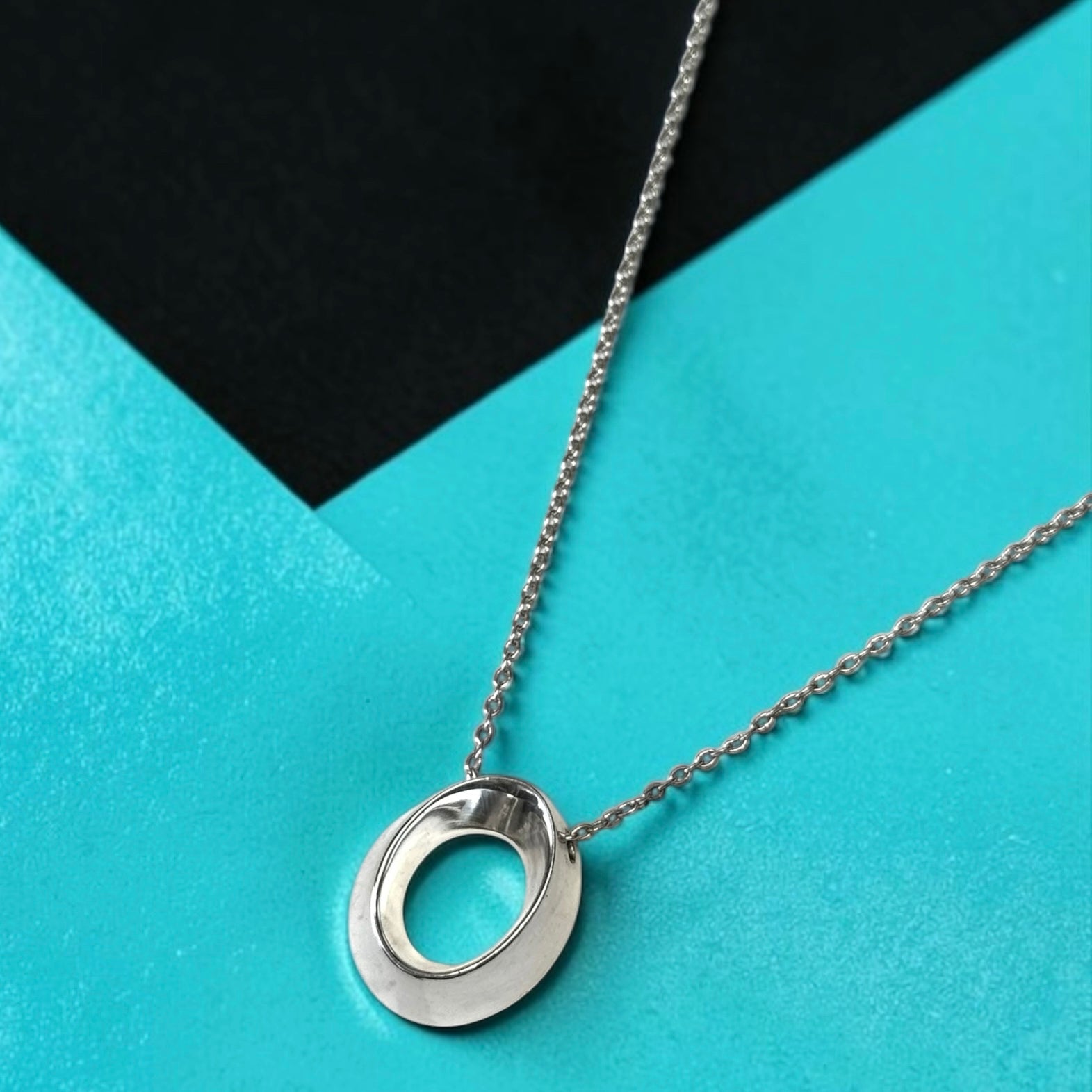 Very Rare Tiffany & Co Frank Gehry Morph Pendant & 20" Necklace 925 Silver