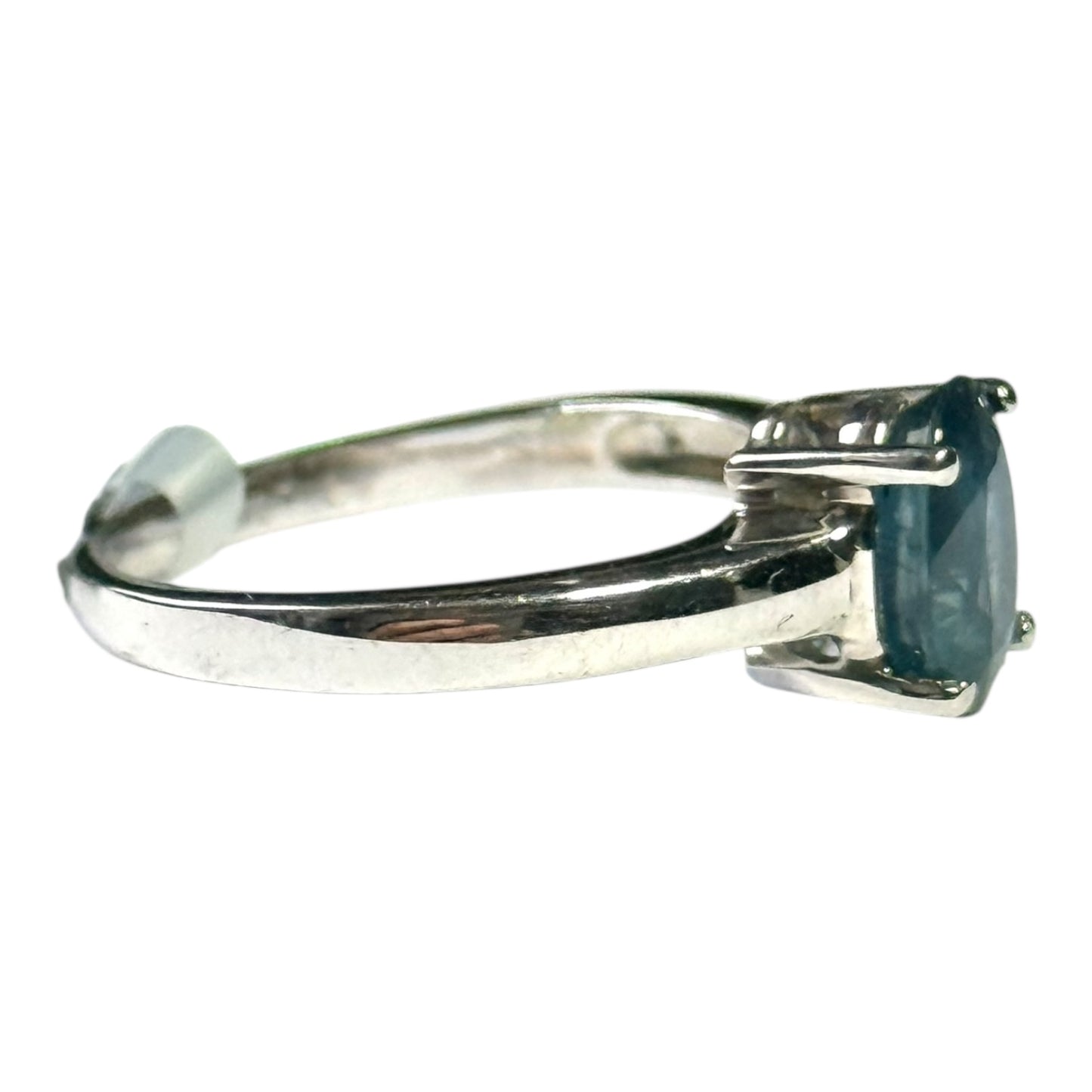 New Blue Topaz Solitaire Silver Ring Size L CSC