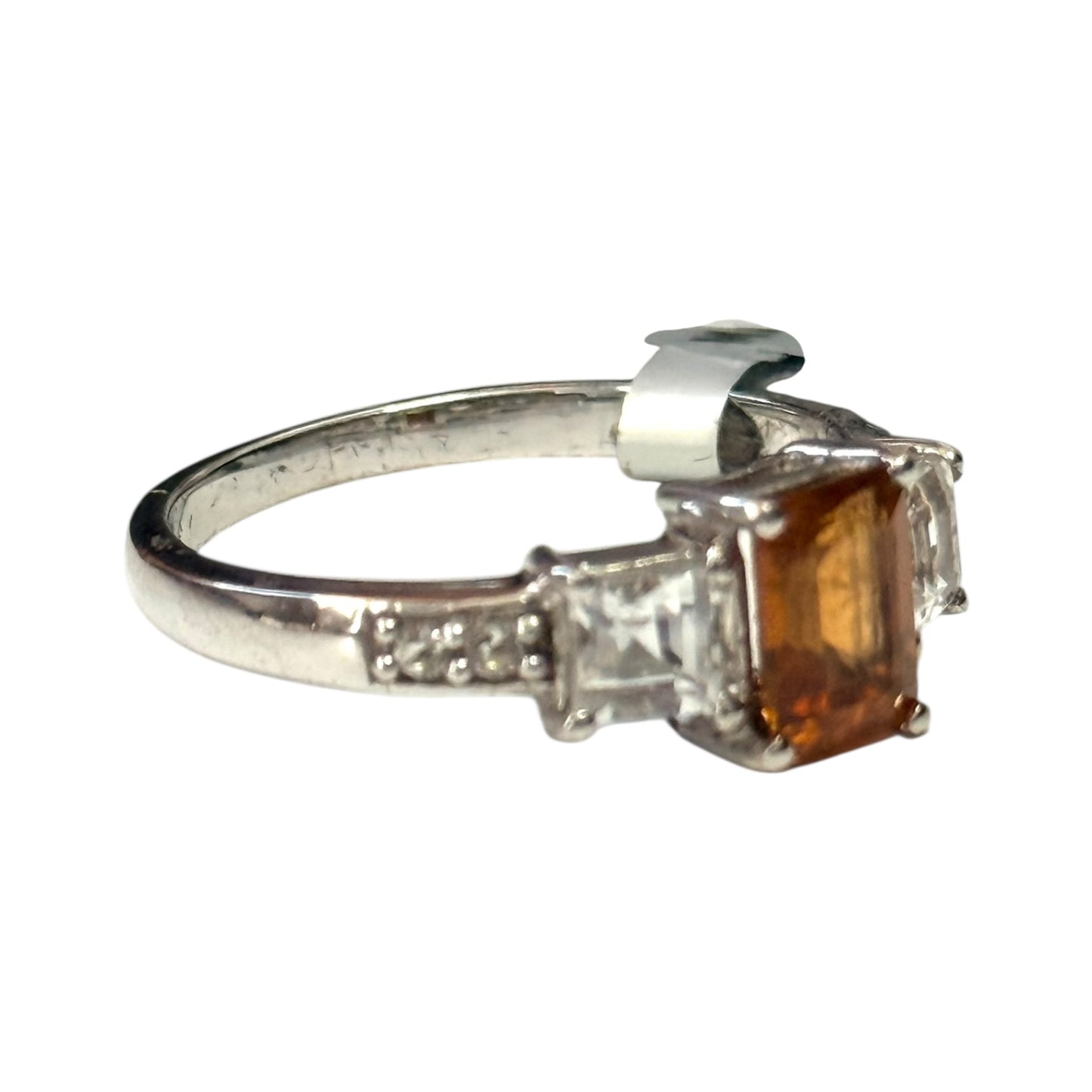 New Citrine & White Topaz Silver Ring Size Q CSC