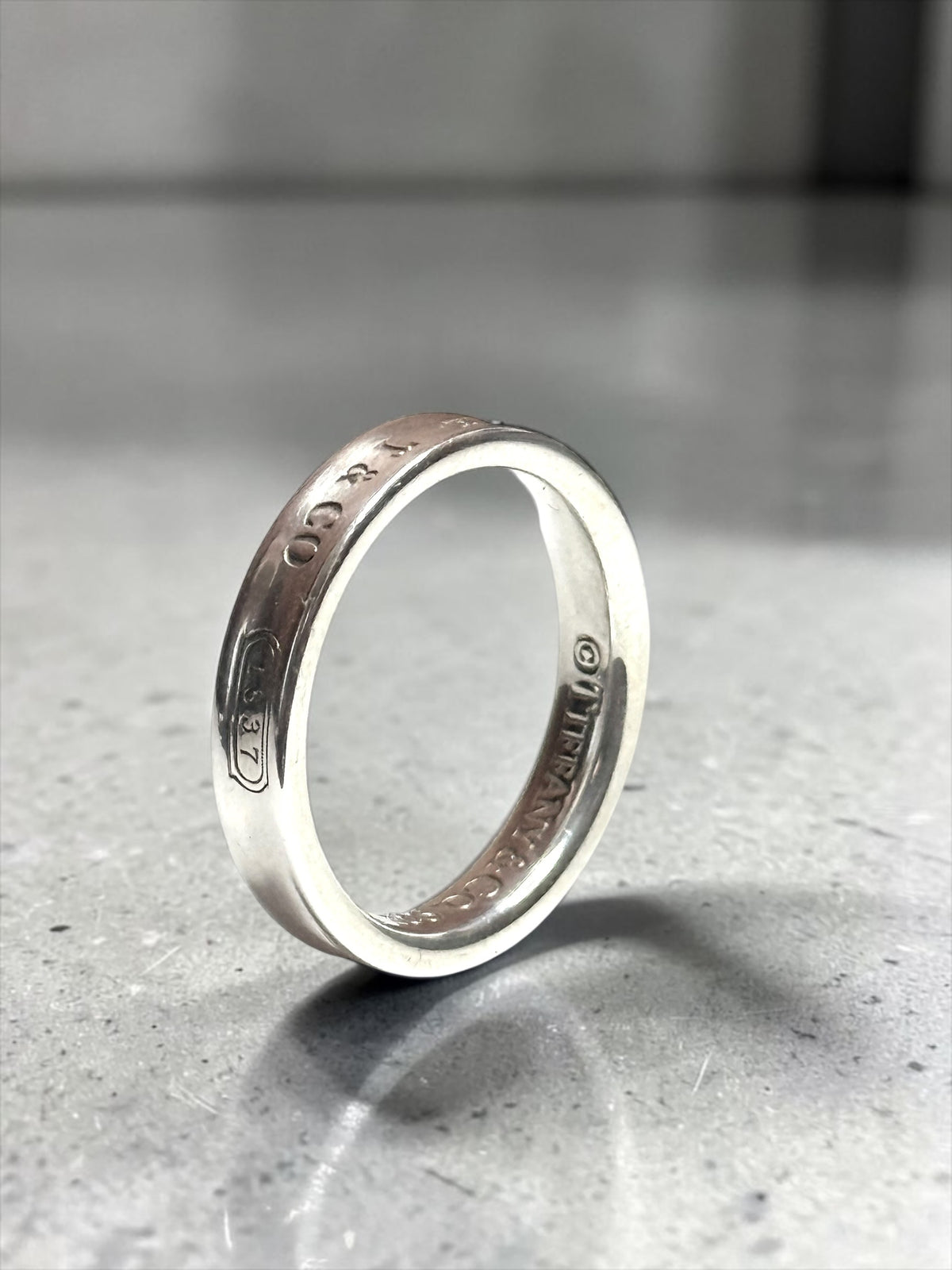 Tiffany & Co Concave Narrow Band 1837 Silver 925 Ring Size N