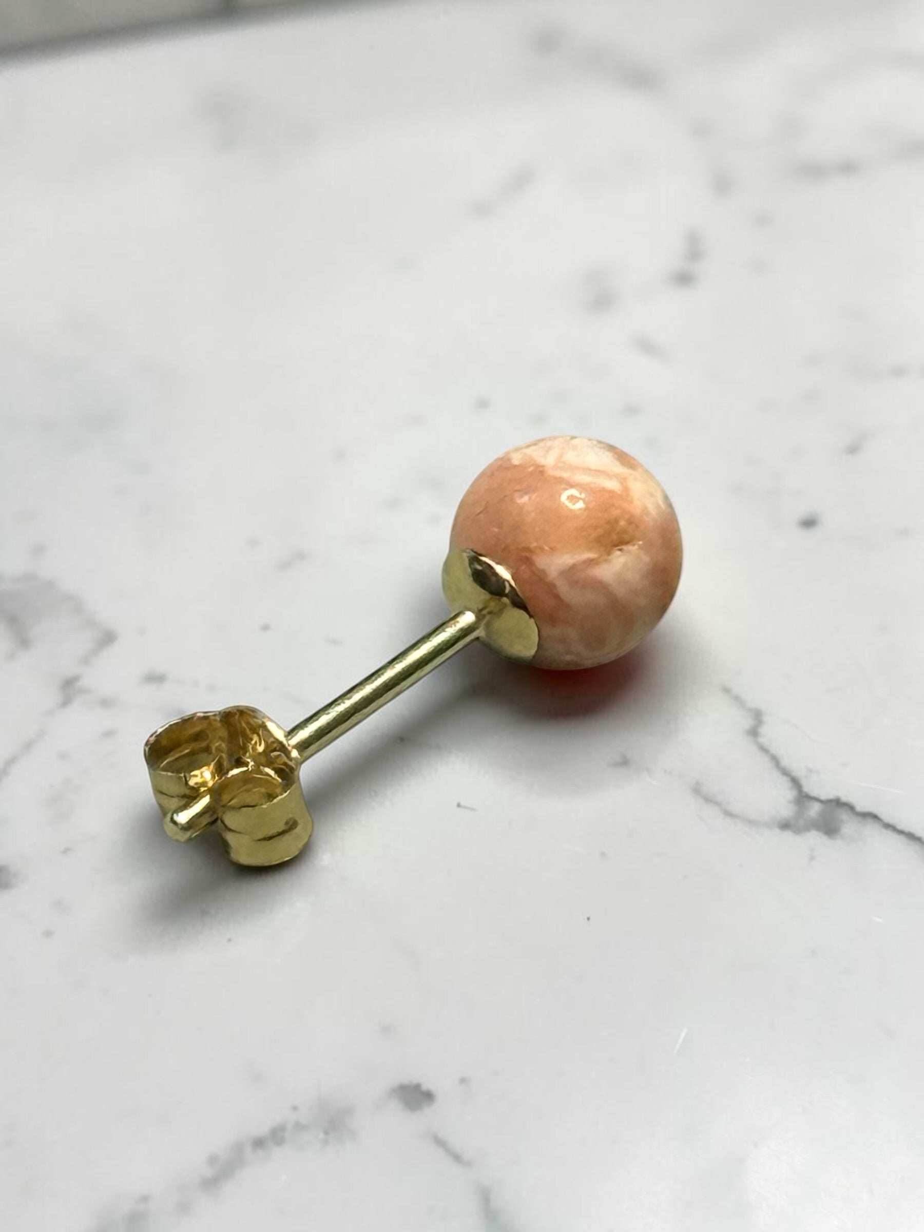Genuine 5mm Rhodochrosite 9ct Gold Earring Studs 1 Carat Approx