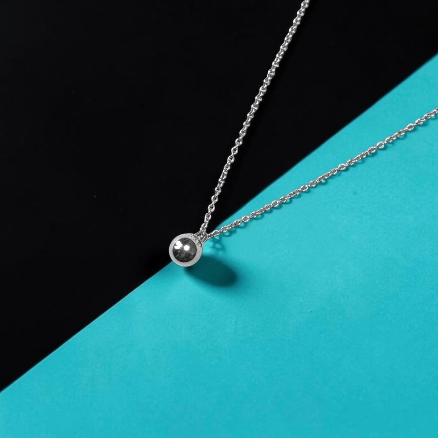 Rare Find Tiffany & Co Hardwear 8mm Ball Pendant Necklace 925 Silver 18 -20"