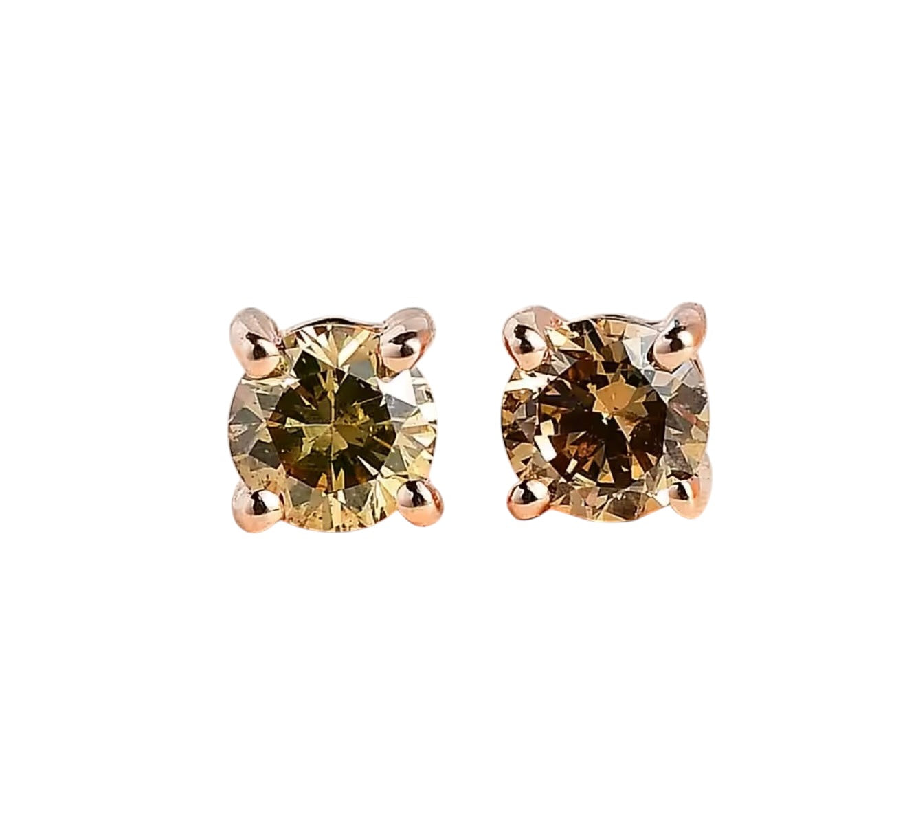 0.2ct Champagne Diamond 9K Rose Gold Earring Studs
