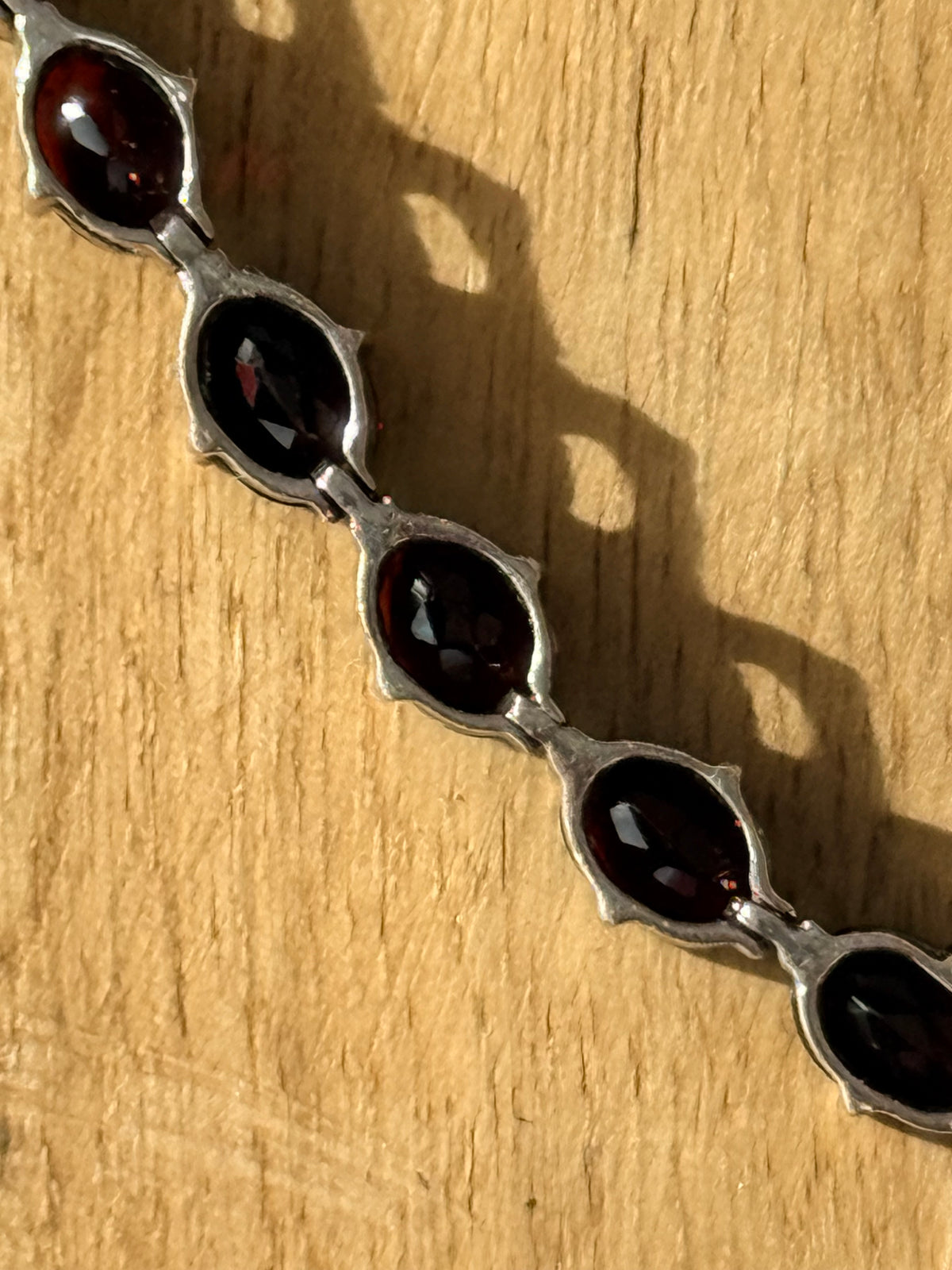 Vintage 20ct Garnet 925 Silver Bracelet 8" Hallmarked Brian Berenbut Hatton Garden