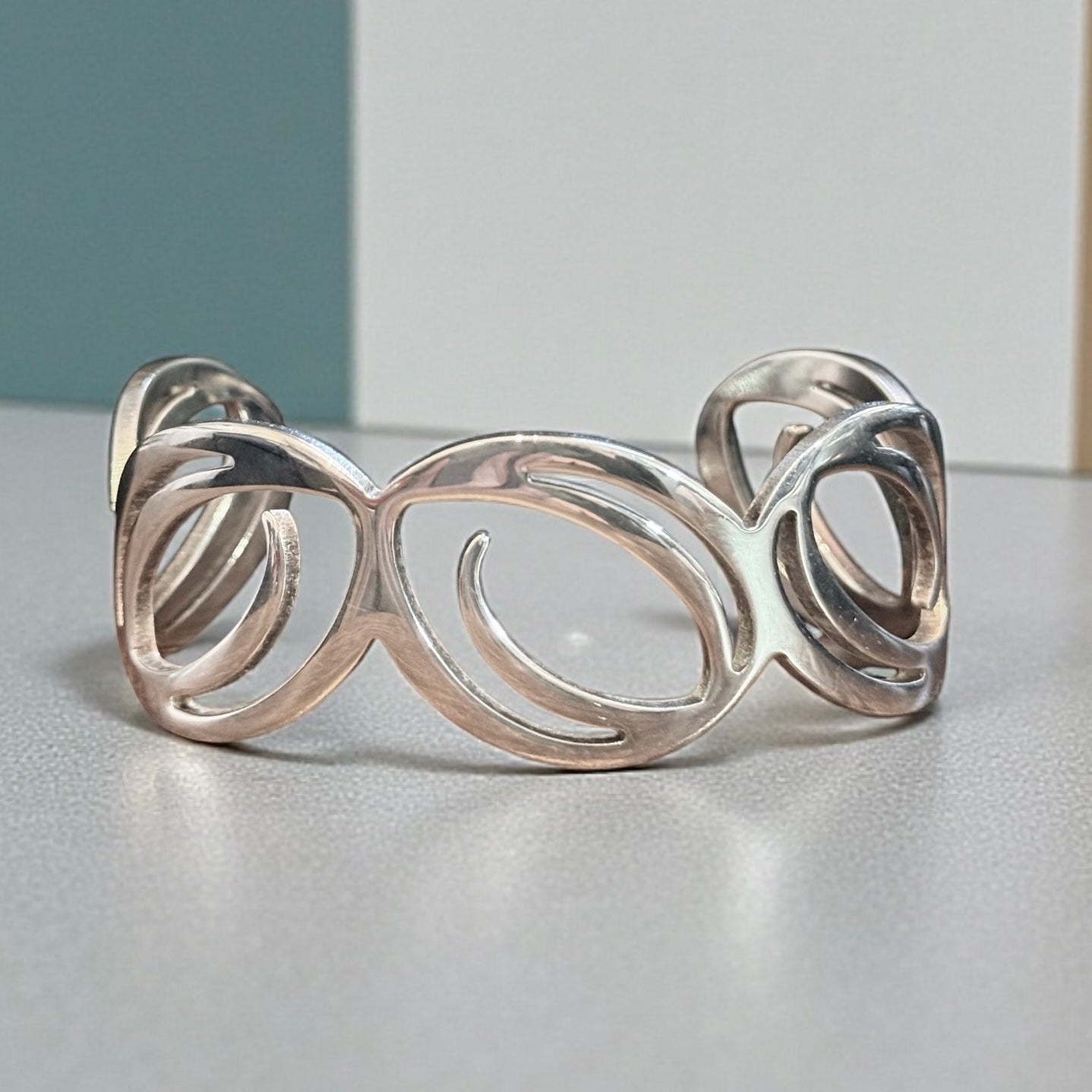 Medium Silver 925 Decorative Bangle 7.25"