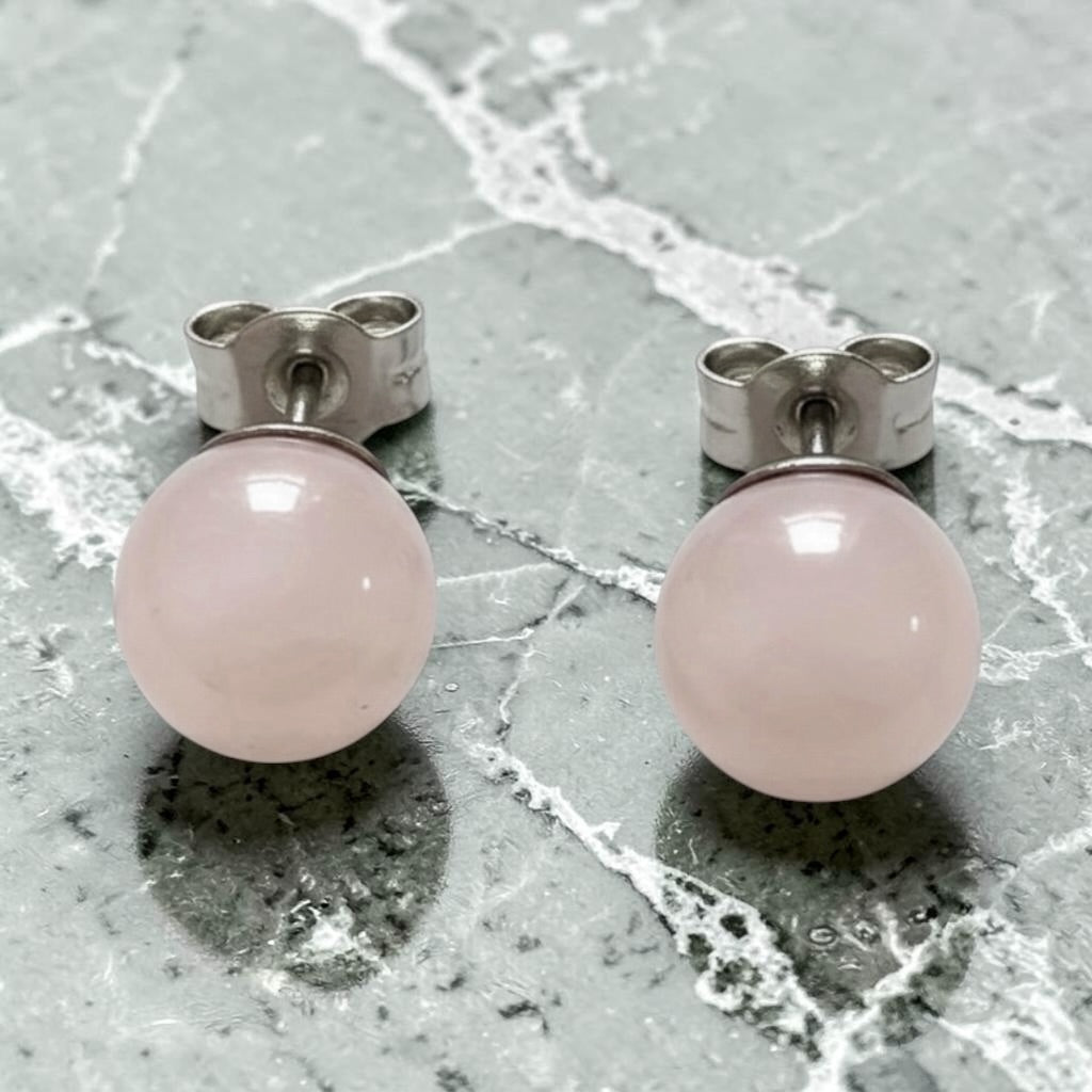 Genuine 5mm Rose Quartz 925 Silver Earring Studs 1 Carats