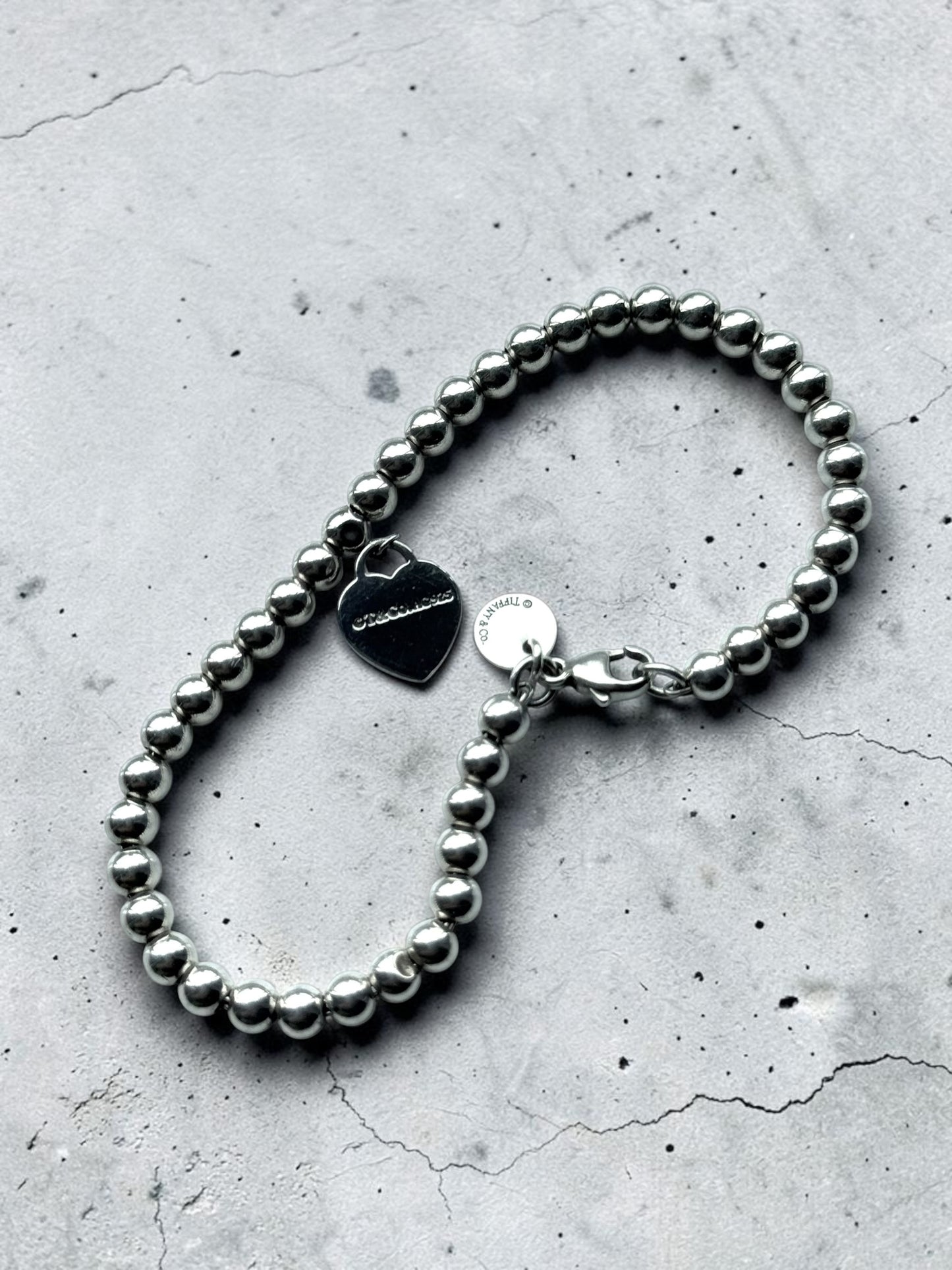 Tiffany & Co Heart Bead Bracelet Return To Tiffany Small 6.5"