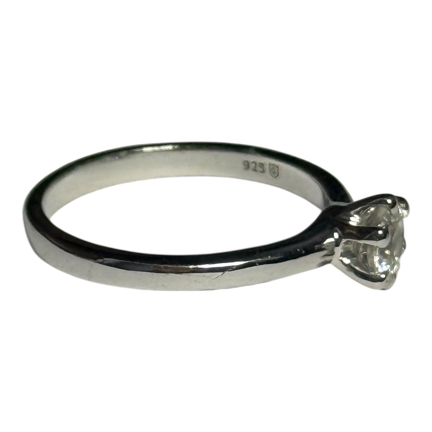 New Stunning White Topaz Solitaire Silver Ring Size P