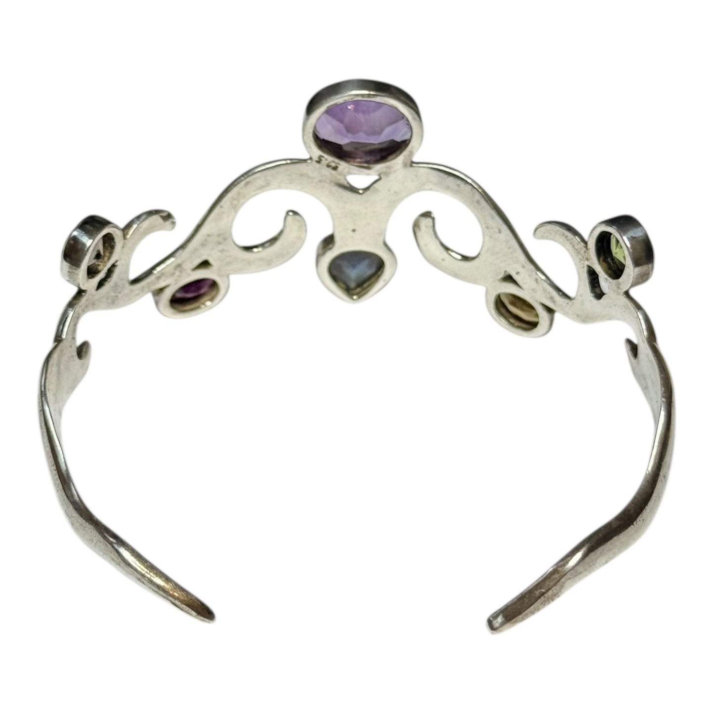 Arts & Craft Vintage Semi Precious Gem Silver Cuff