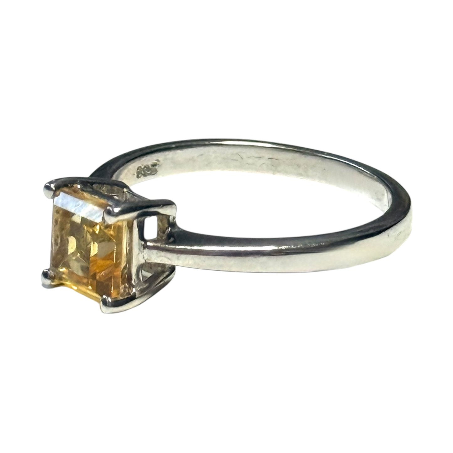 Citrine Ring in Rhodium Overlay Sterling Silver 1.24 Ct CSC