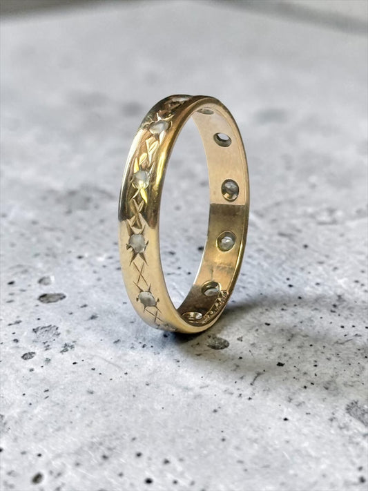 Pretty Vintage 1975 Spinel 9K Gold Full Eternity Size M 1/2 Hallmarked