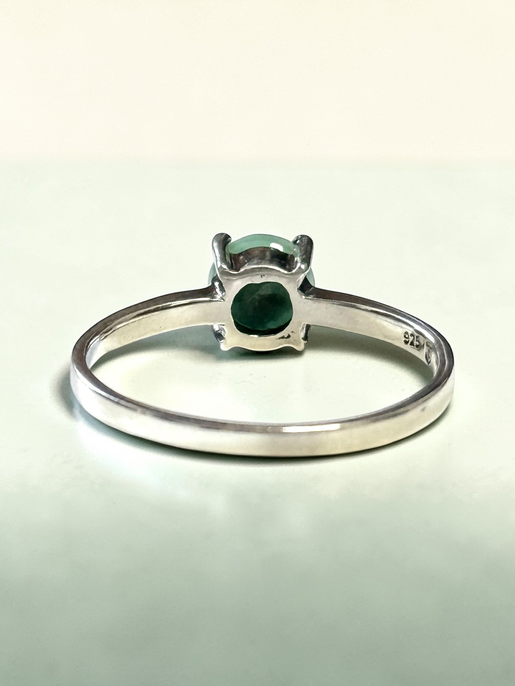 Nephrite Jade Solitaire Silver Ring Size Q