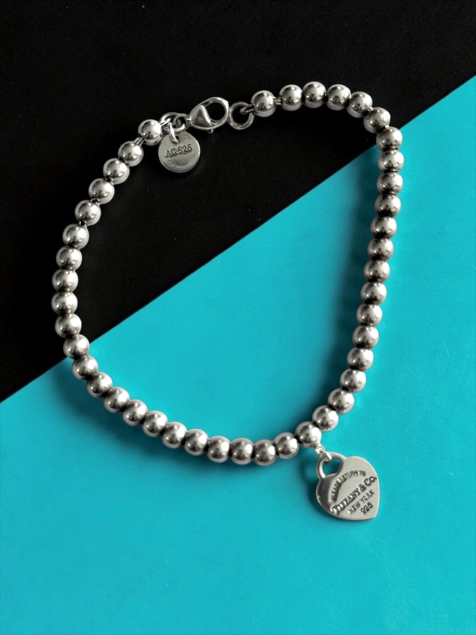 Tiffany & Co Heart Bead Bracelet Return To Tiffany Medium 7"