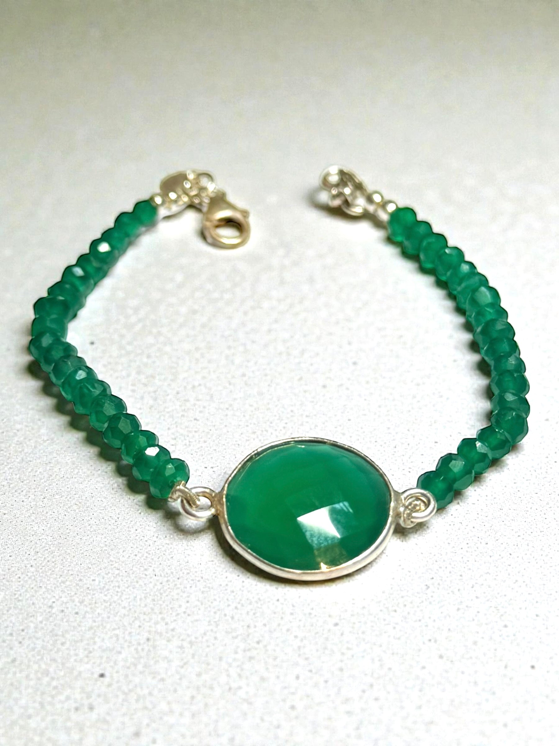 Silver Verde Onyx Beaded Bracelet
