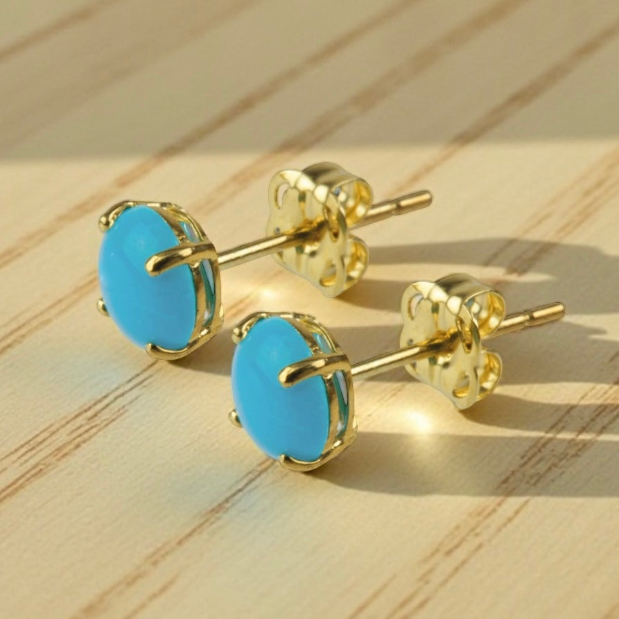 9ct Gold Turquoise Earrings New December Birth Stone