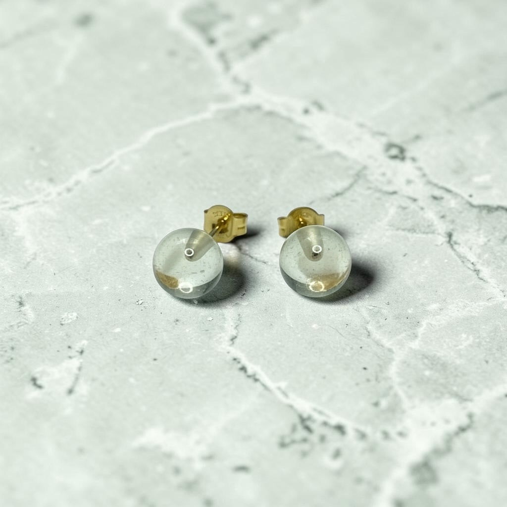 Genuine 6mm Rock Crystal 9ct Gold Earring Studs 1 Carats