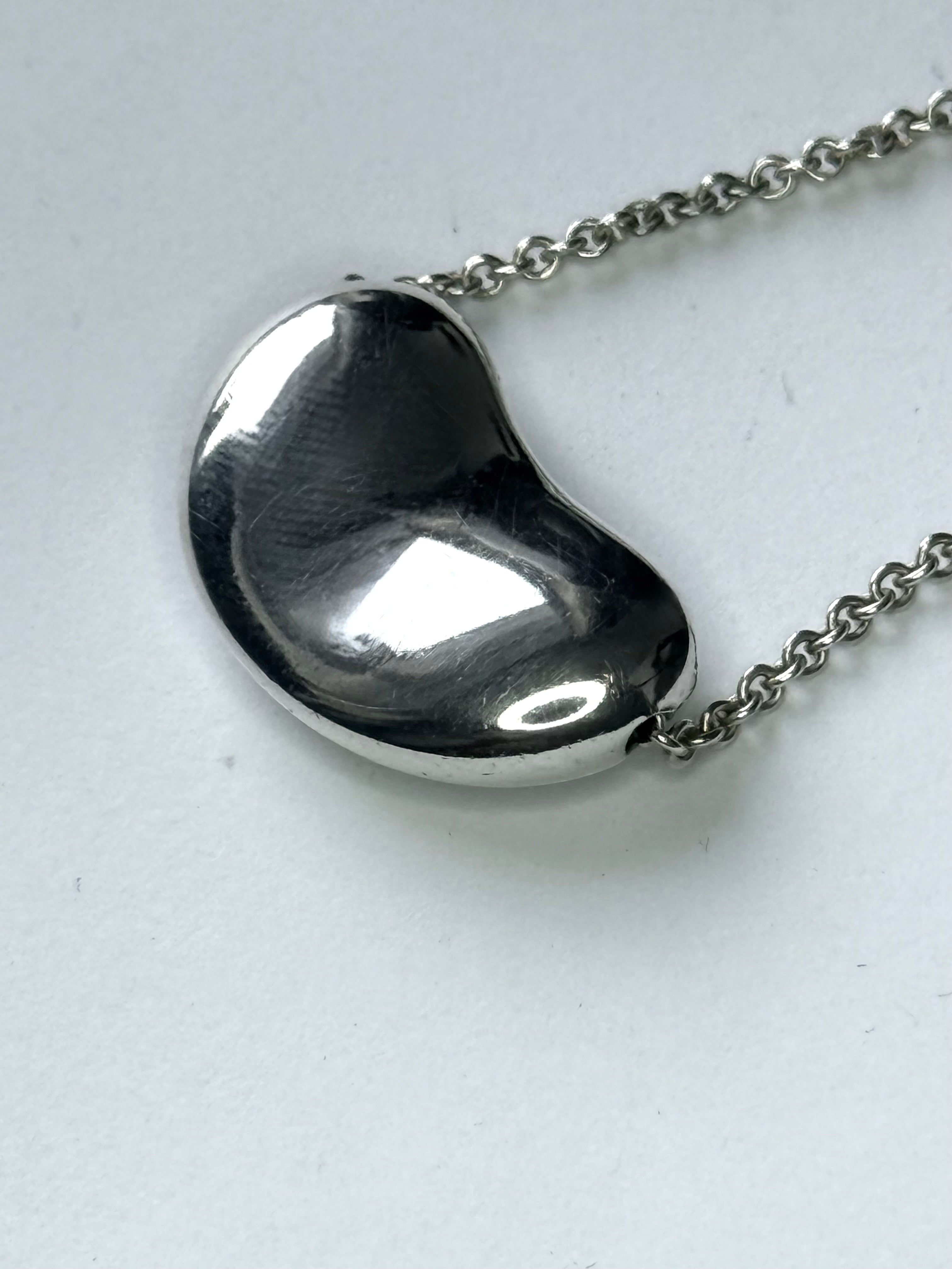 Tiffany & Co Elsa Peretti Large Bean Necklace Silver 925 Authentic