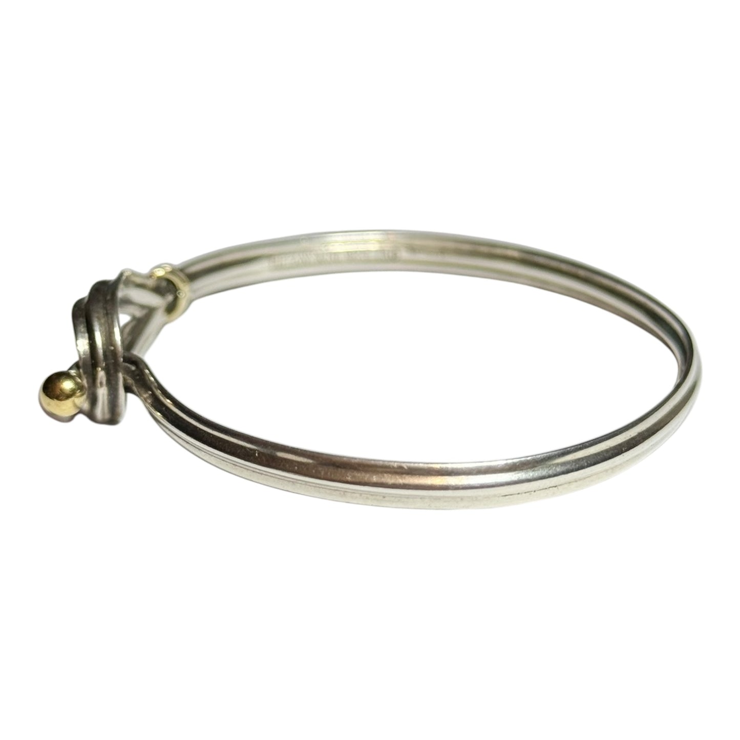 Rare Vintage 7" Tiffany & Co 925 Silver/18kt Gold Hook & Eye Ribbed Bangle