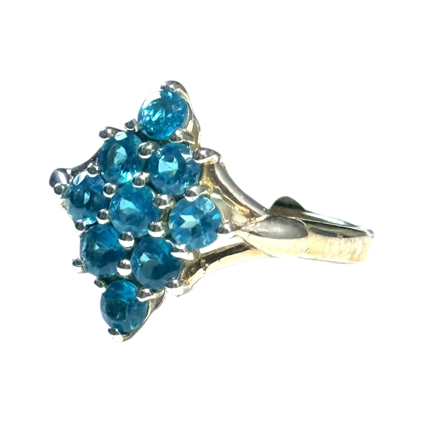 New Blue Cubic Zirconia Silver Ring Size P 1/2 CSC
