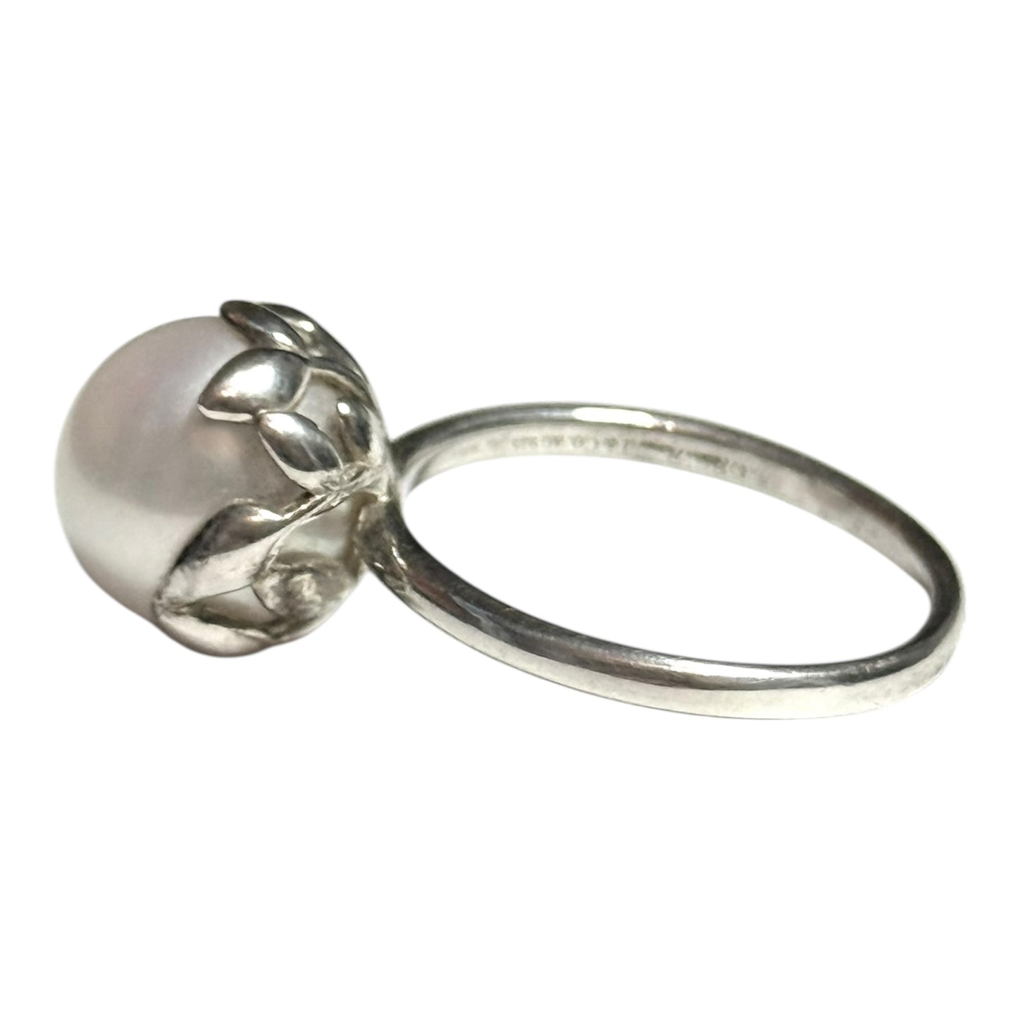 Tiffany & Co Paloma Picasso Olive Leaf Pearl Ring Silver 925