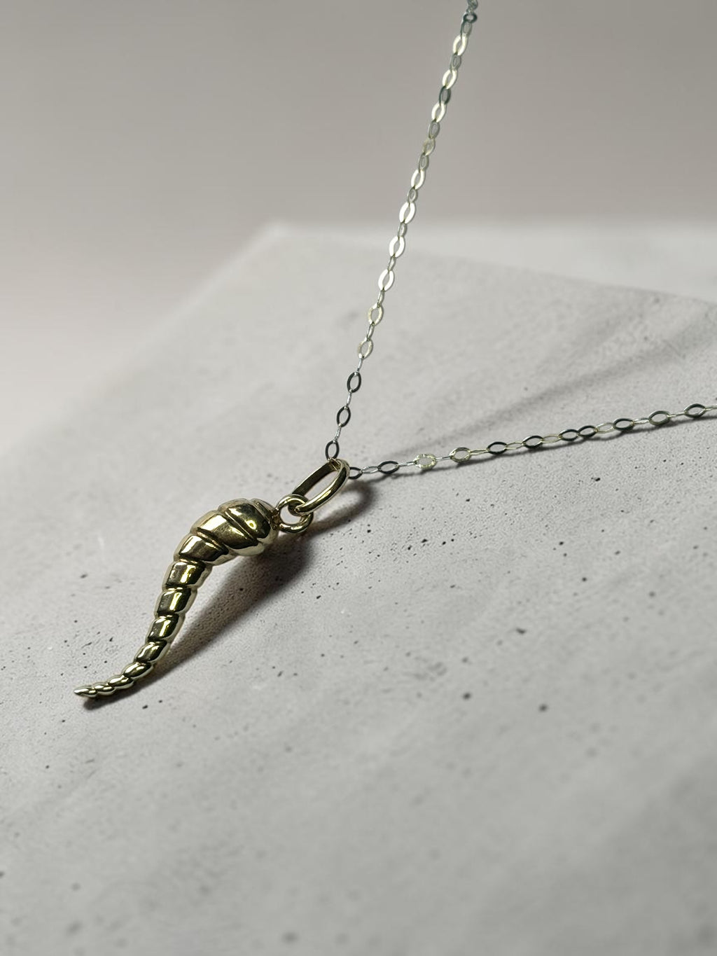 9ct Gold Animal Horn Pendant & Chain