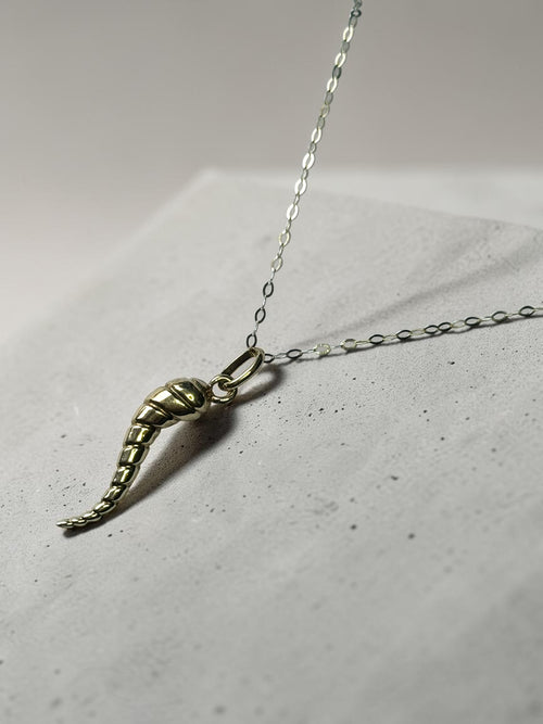 9ct Gold Animal Horn Pendant & Chain