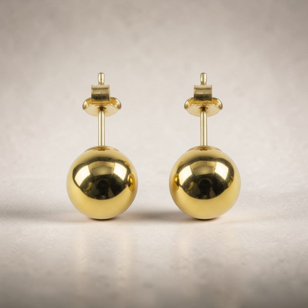 Solid 9ct Gold Ball Studs 6mm