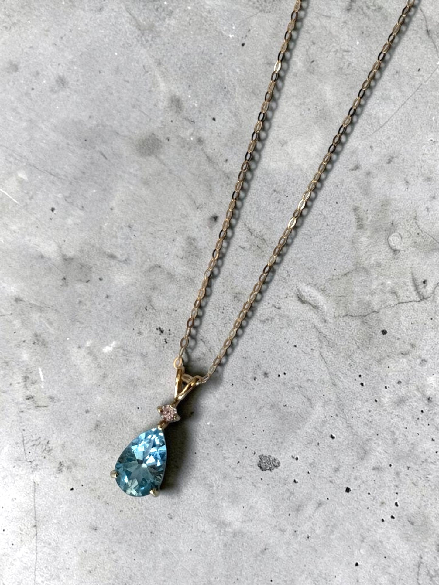 Pink & Blue Topaz 9K Pendant & Chain Hallmarked