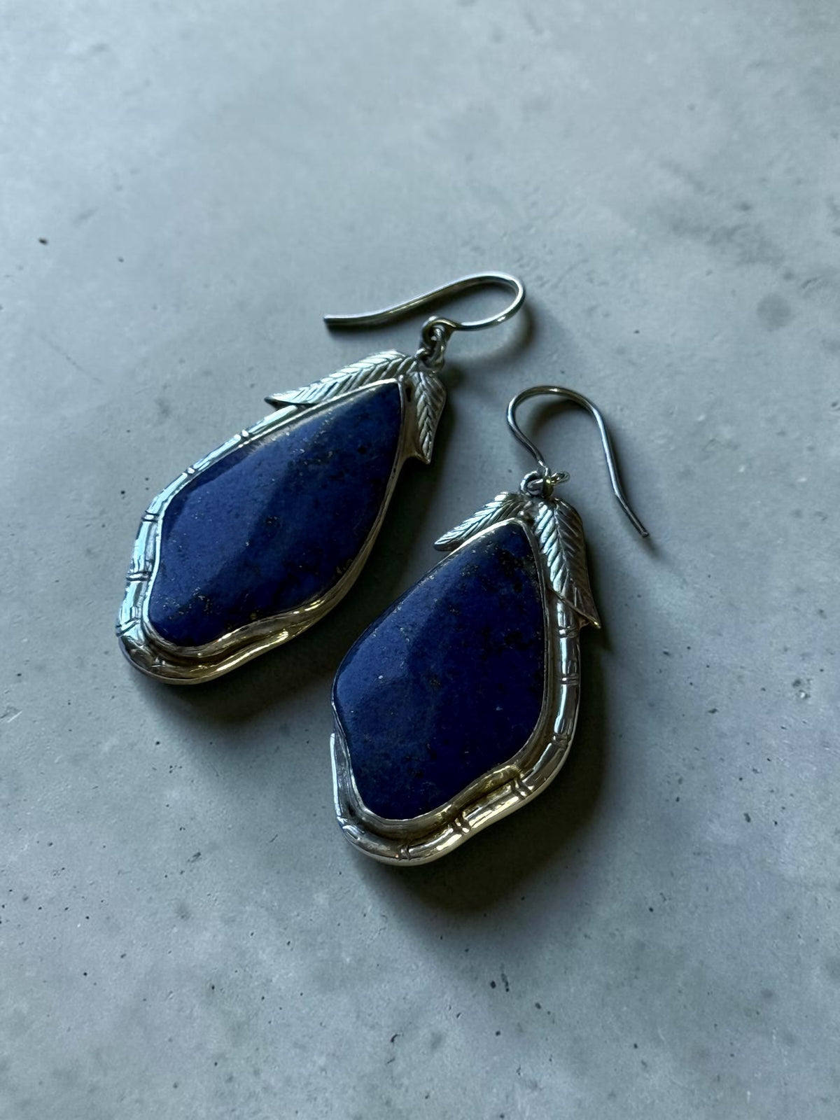 Vintage Lapis Lazuli 925 Silver Drop Earrings
