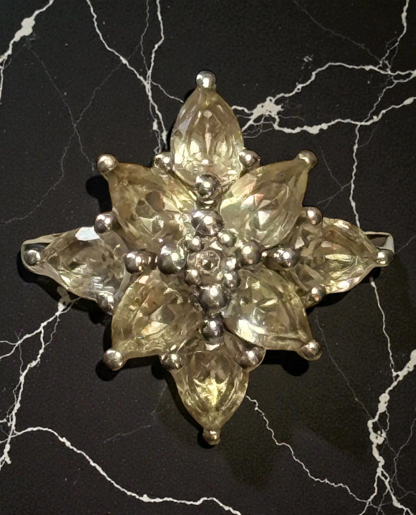 Big Bold Cubic Zirconia Floral Design Ring