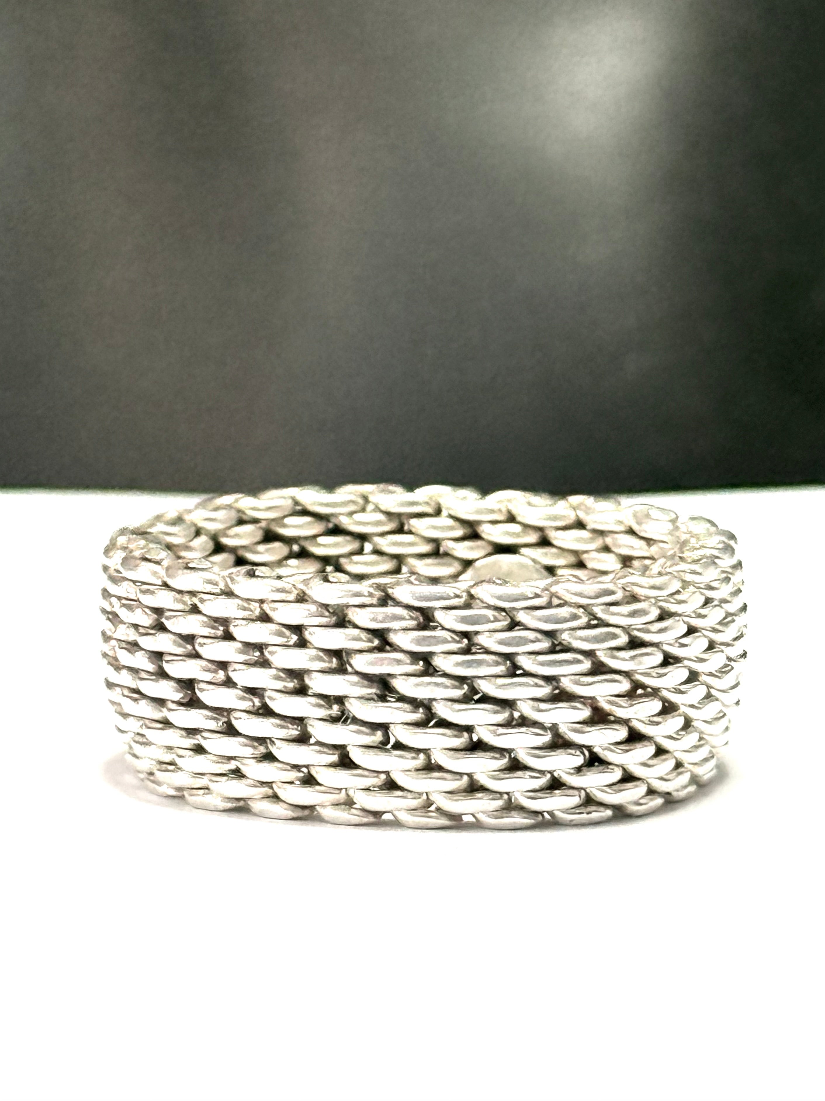 Tiffany & Co Somerset Mesh Ring Size T Unisex