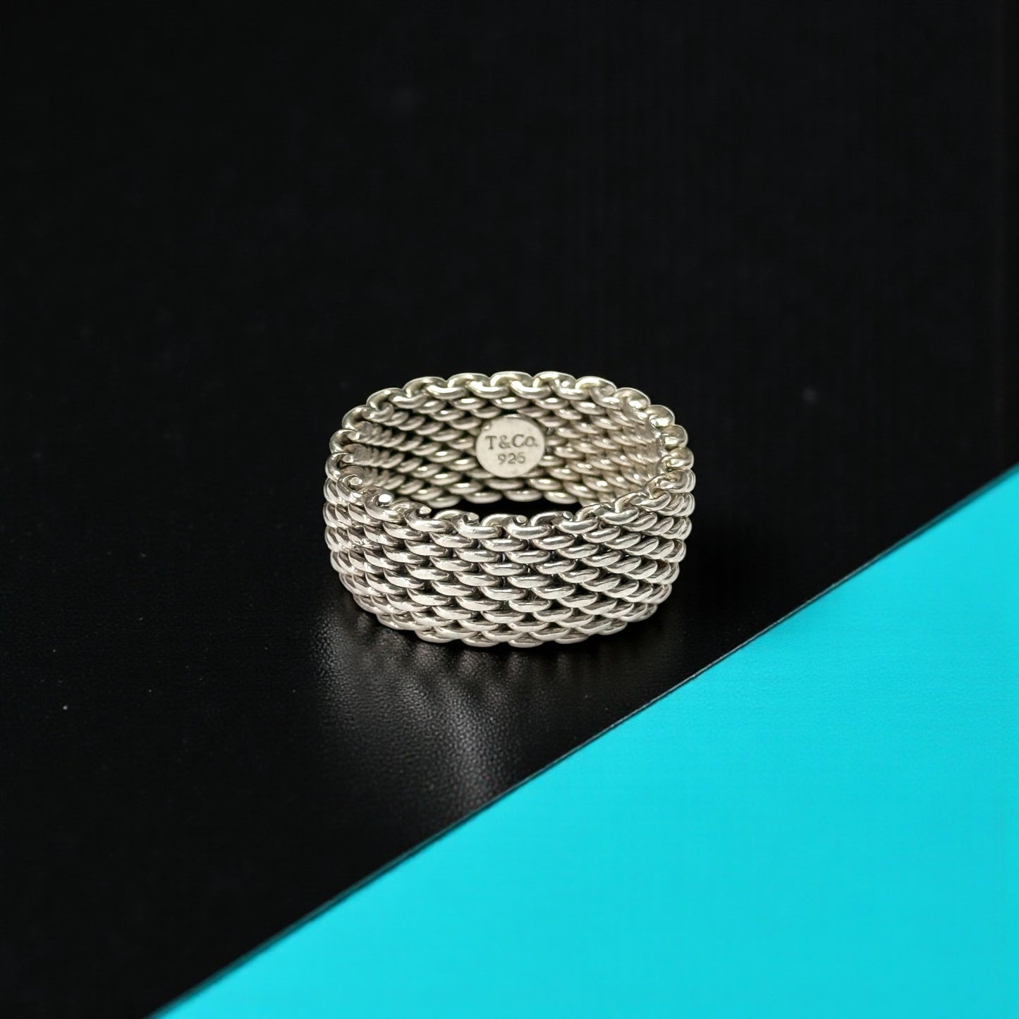 Tiffany & Co Somerset Mesh Ring Size T Unisex