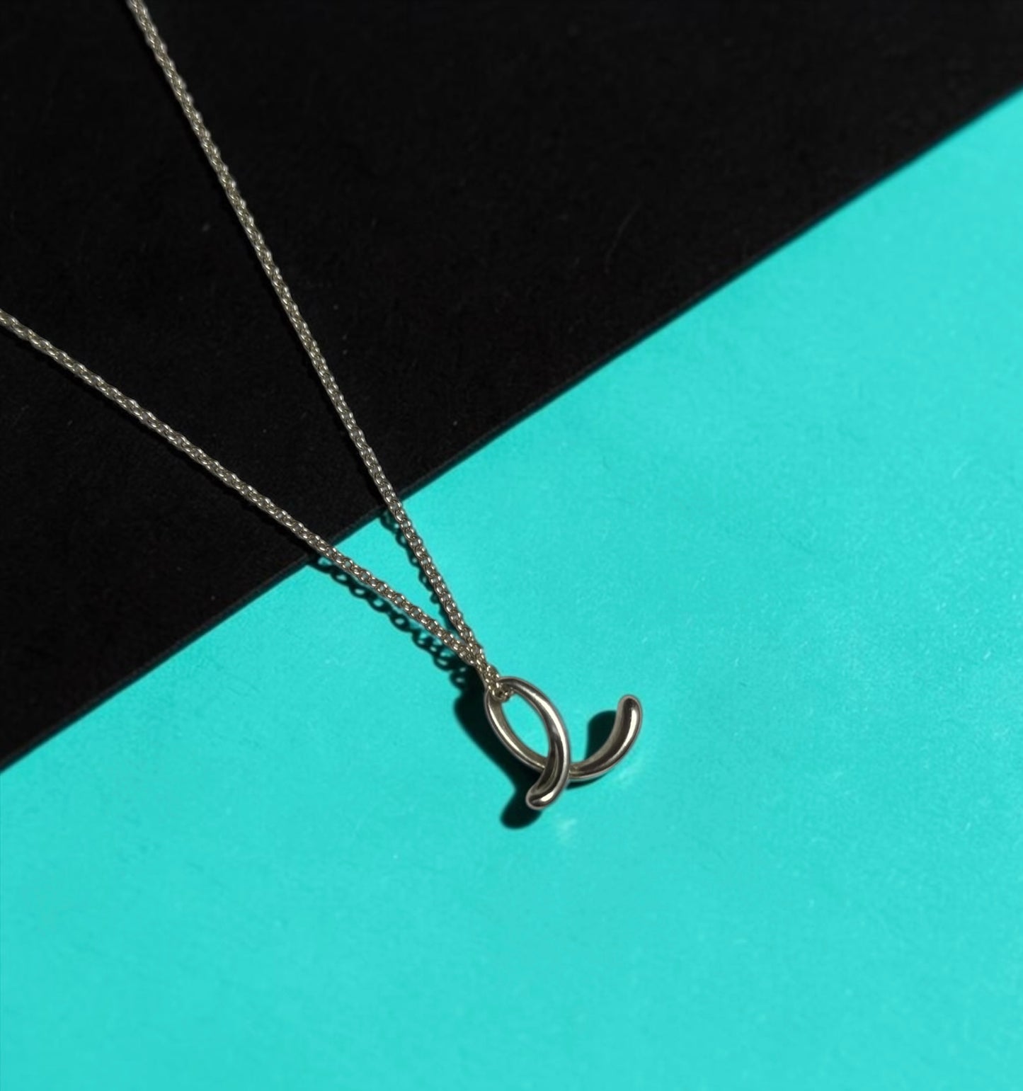 Tiffany & Co Initial 'e' Pendant Elsa Peretti 925 Silver + Chain