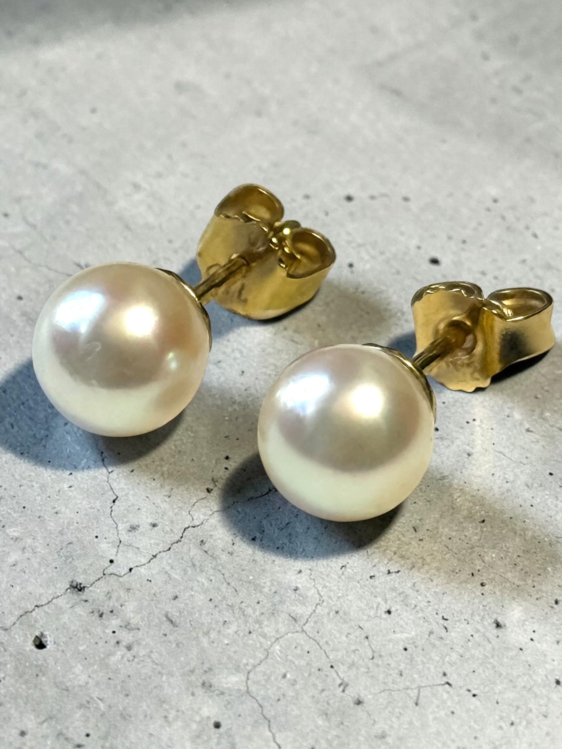 Great Quality Vintage 18ct Gold Pearl Earrings Hallmarked