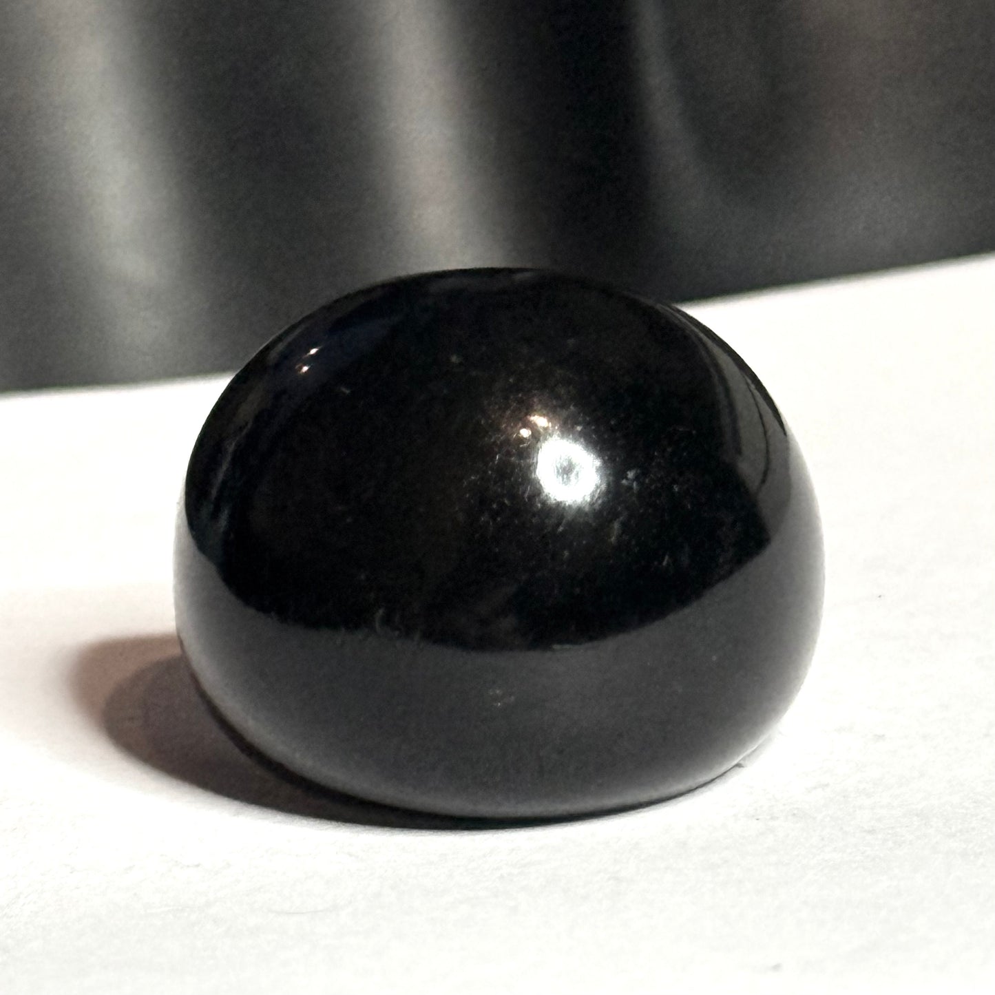 Vintage Black Globe Jet Silver Ring Size M 1/2