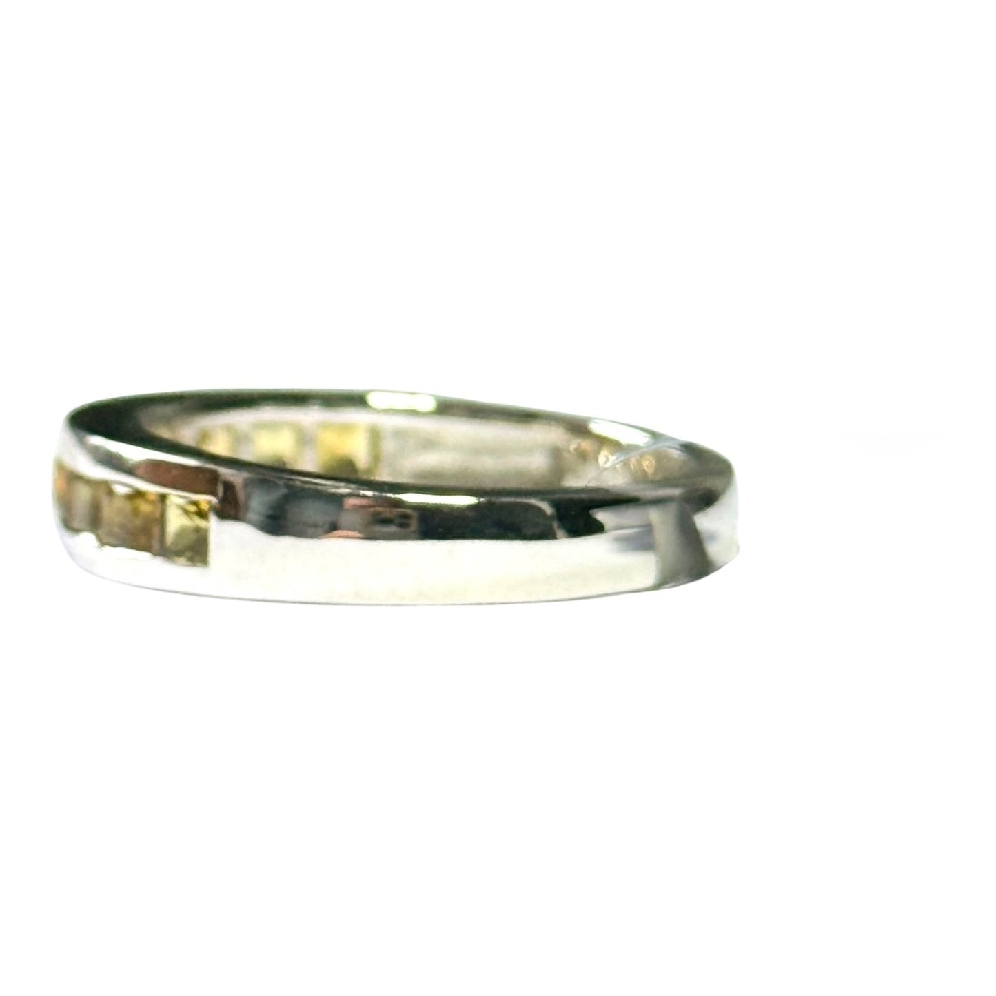 New Citrine Channel Set Silver Ring Size N CSC