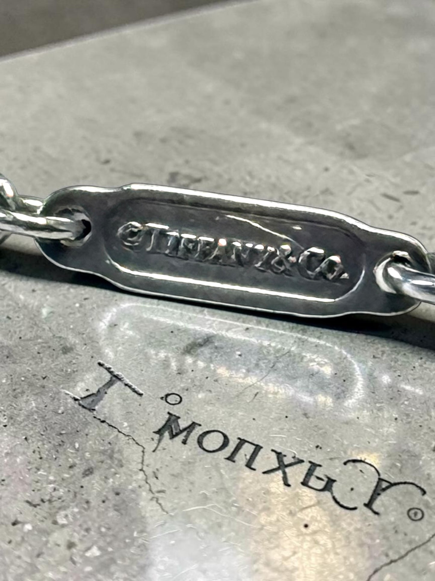 Tiffany & Co Retired Infinity Blue Enamel Double Chain Bracelet 6 1/2 Inch