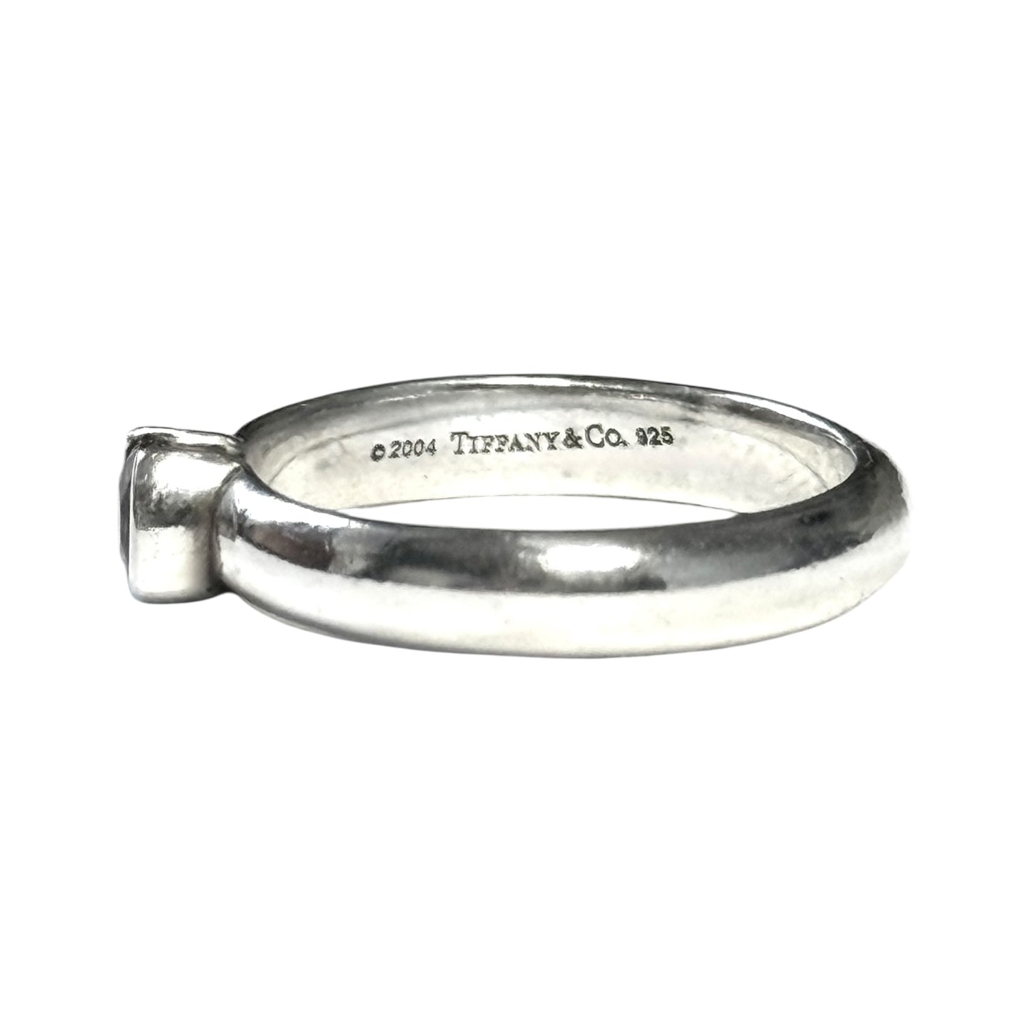 Rare Tiffany & Co Pink Tourmaline Silver Stacking Ring SIze J 1/2