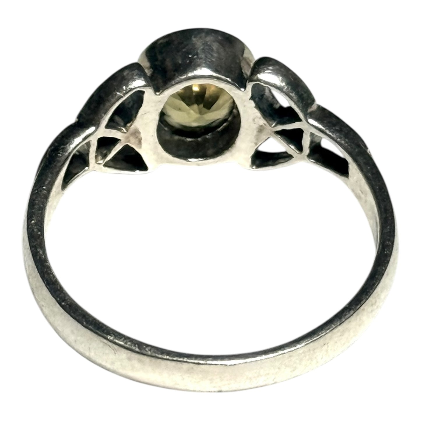Citrine Celtic Design Silver Ring Size Q 1/2