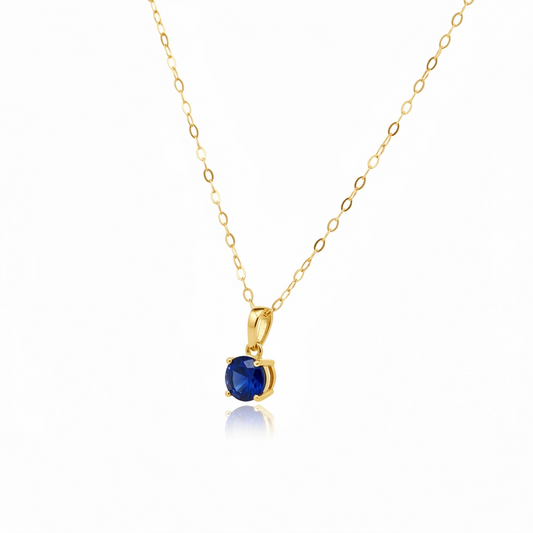 New AAA Sapphire 9ct Gold Pendant & 18" 9ct Gold Chain