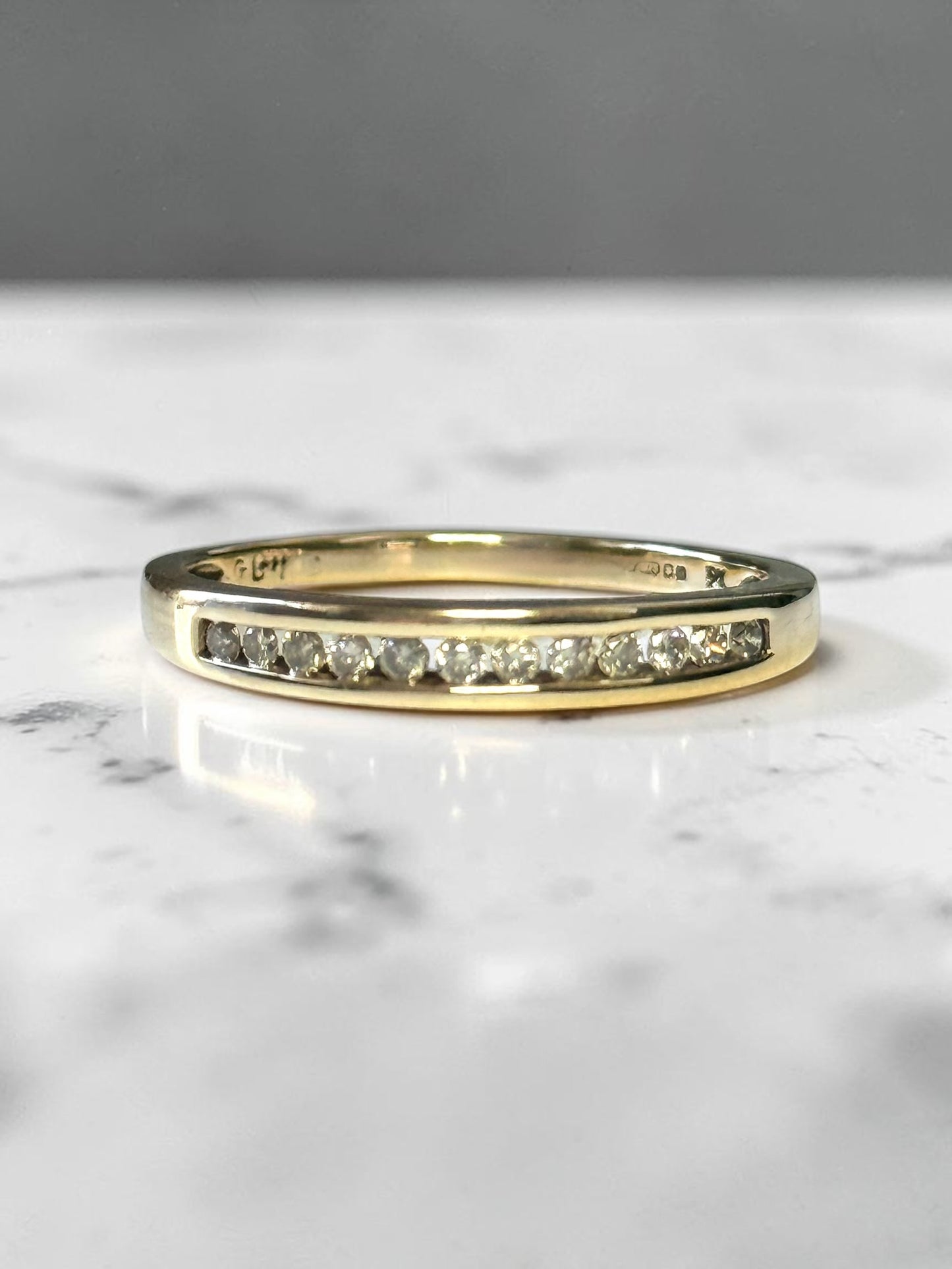 Vintage 0.36ct Channel Set Diamond 9ct Gold Ring