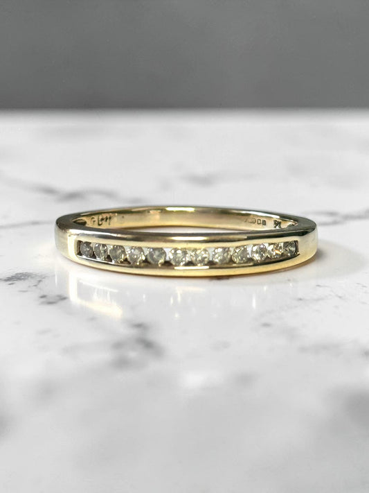 Vintage 0.36ct Channel Set Diamond 9ct Gold Ring