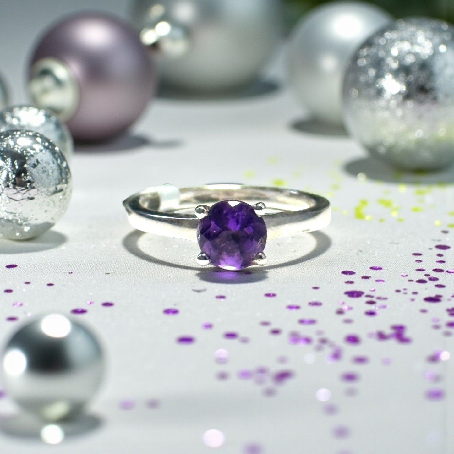New 1.28ct Amethyst Solitaire Silver Ring Size P 1/2 CSC