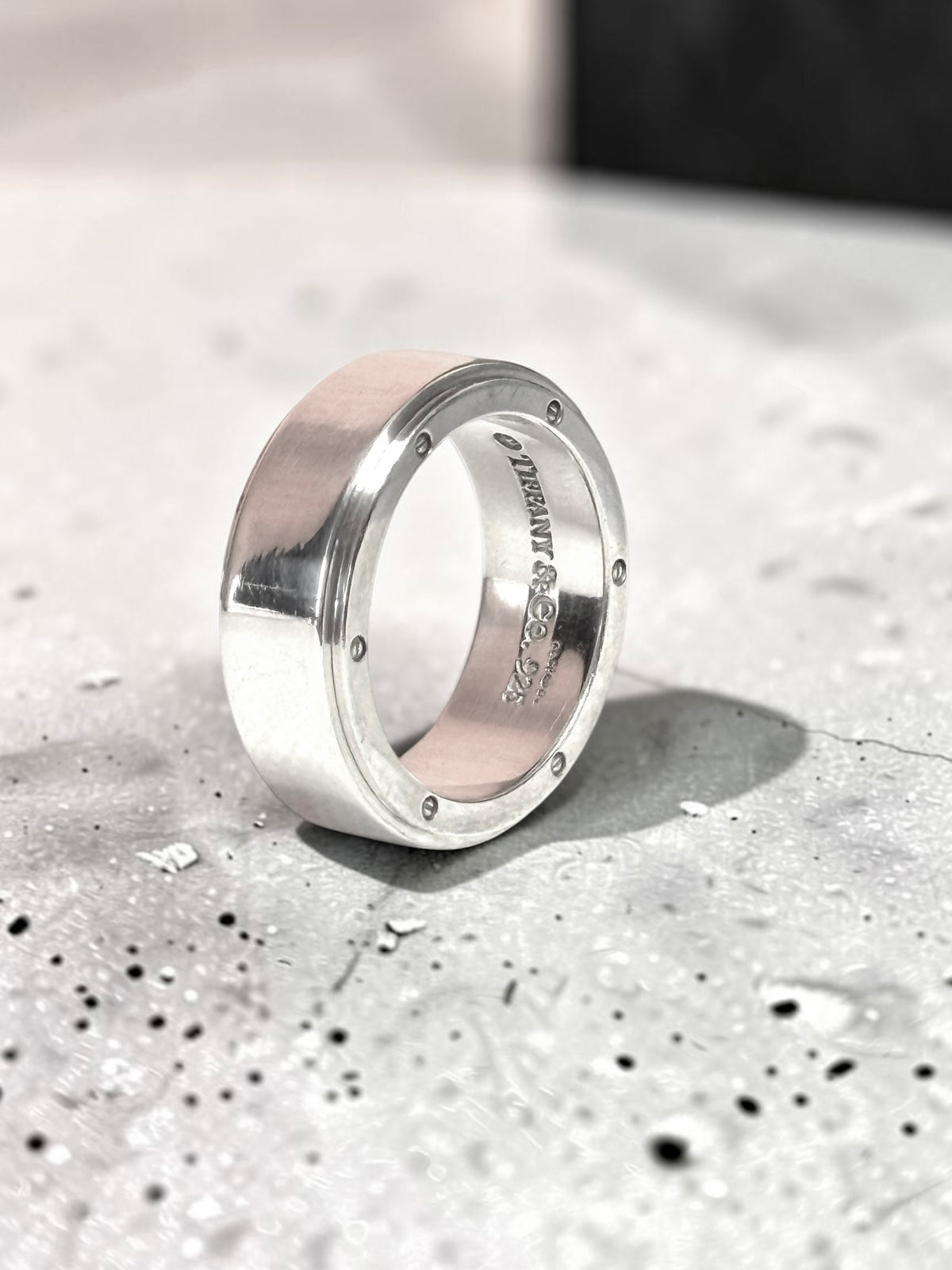 Tiffany & Co Unisex Metropolis Silver Band Ring Size V Hallmarked